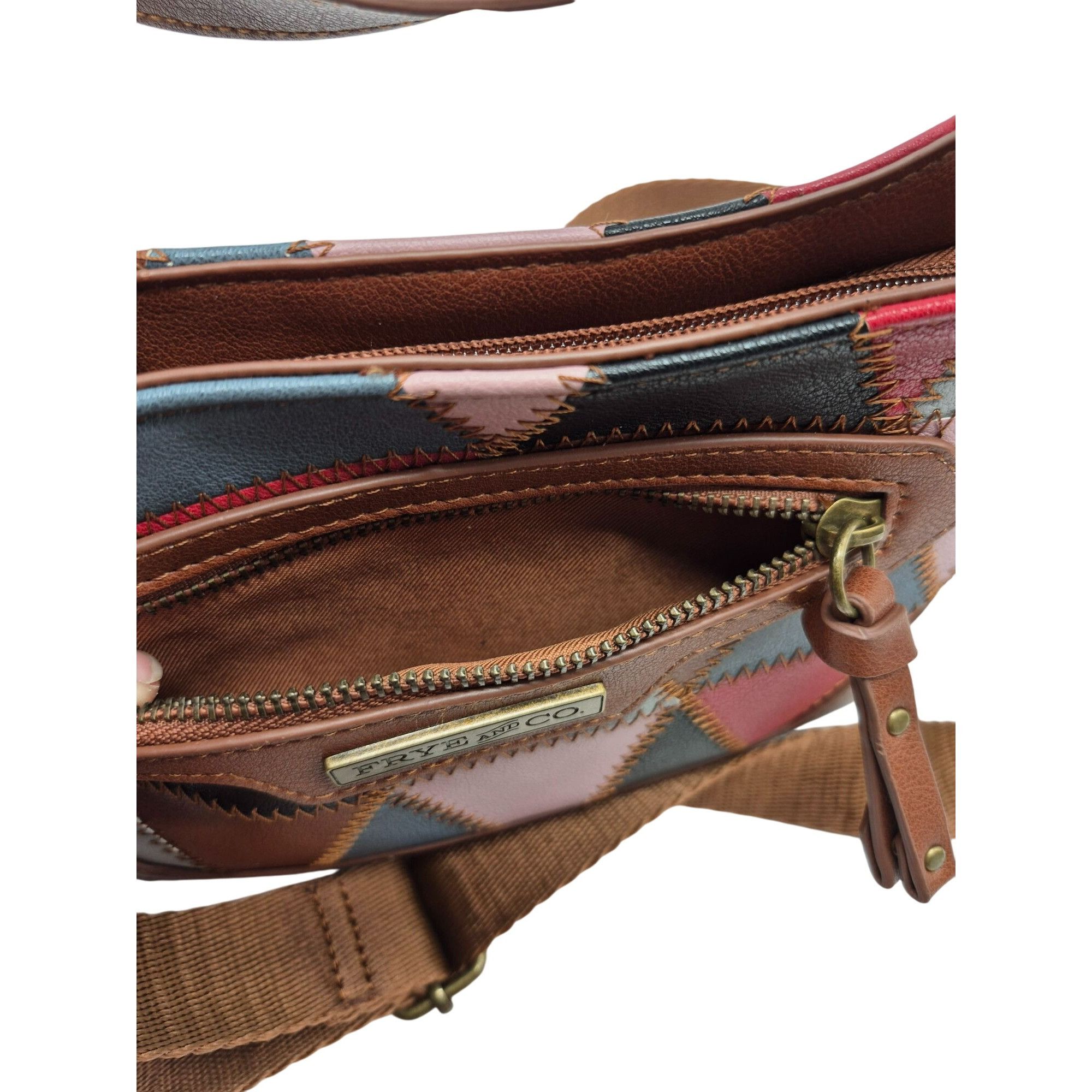 Frye Frye & Co. Geometric Patchwork Leather Crossbody Shoulderbag Size ONE SIZE - 6 Thumbnail