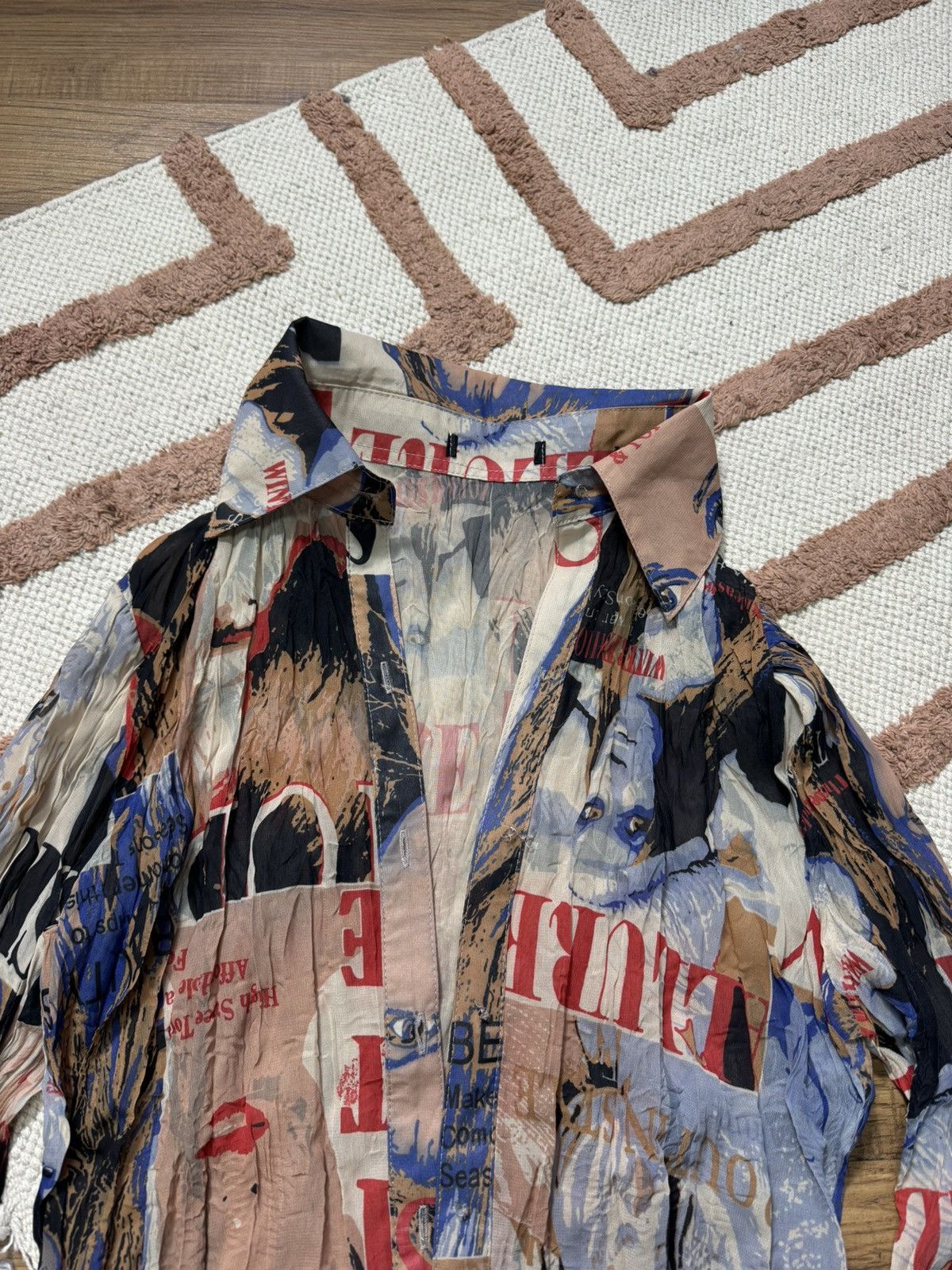 Vintage VINTAGE JEAN PAUL GAULTIER STYLE MESH PRINTED QUILTED SHIRT Size ONE SIZE - 5 Thumbnail