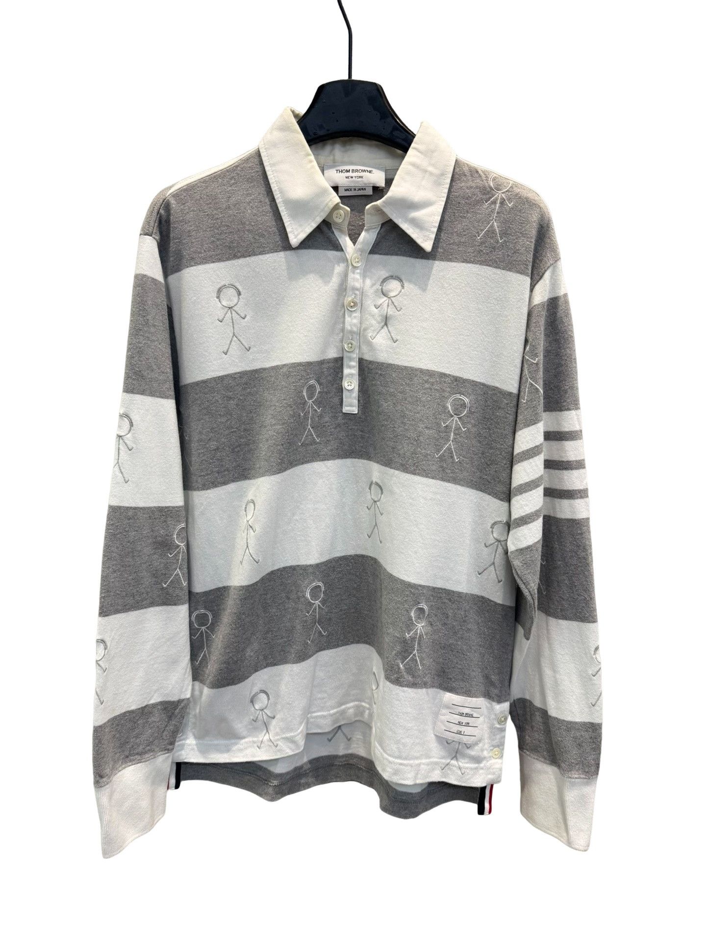 Thom Browne Thom Browne Stick Figure Striped Long Sleeve Polo Size 0 Size US XS / EU 42 / 0 - 1 Thumbnail