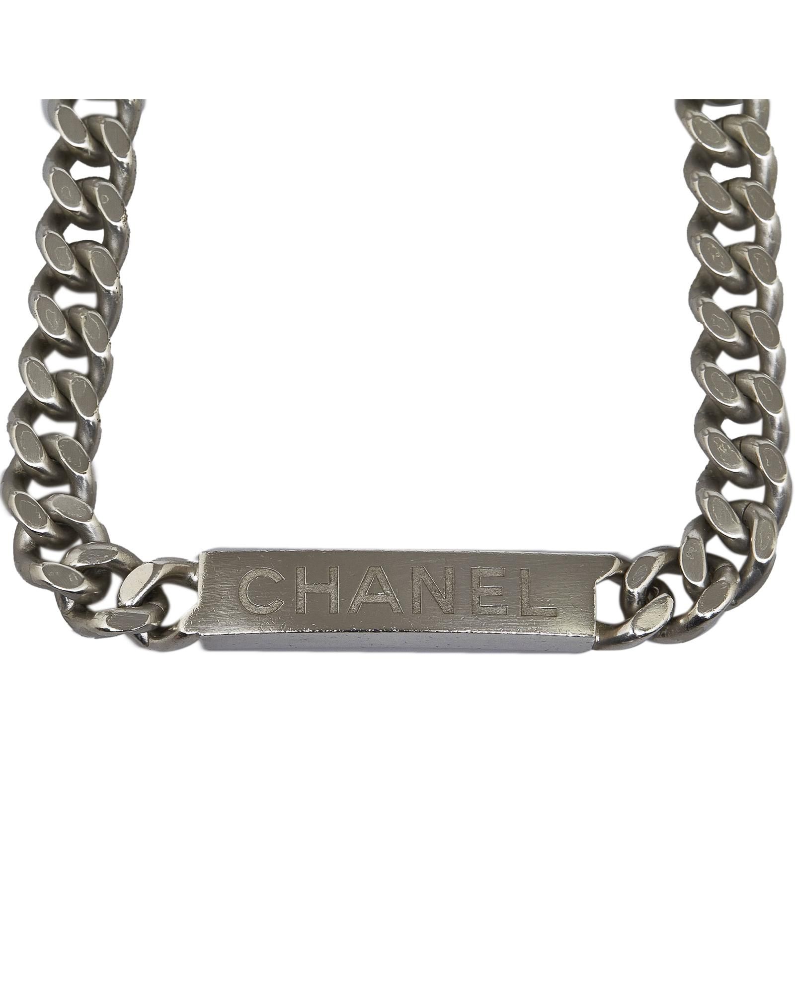 Chanel Curb Link Chain ID Logo Necklace