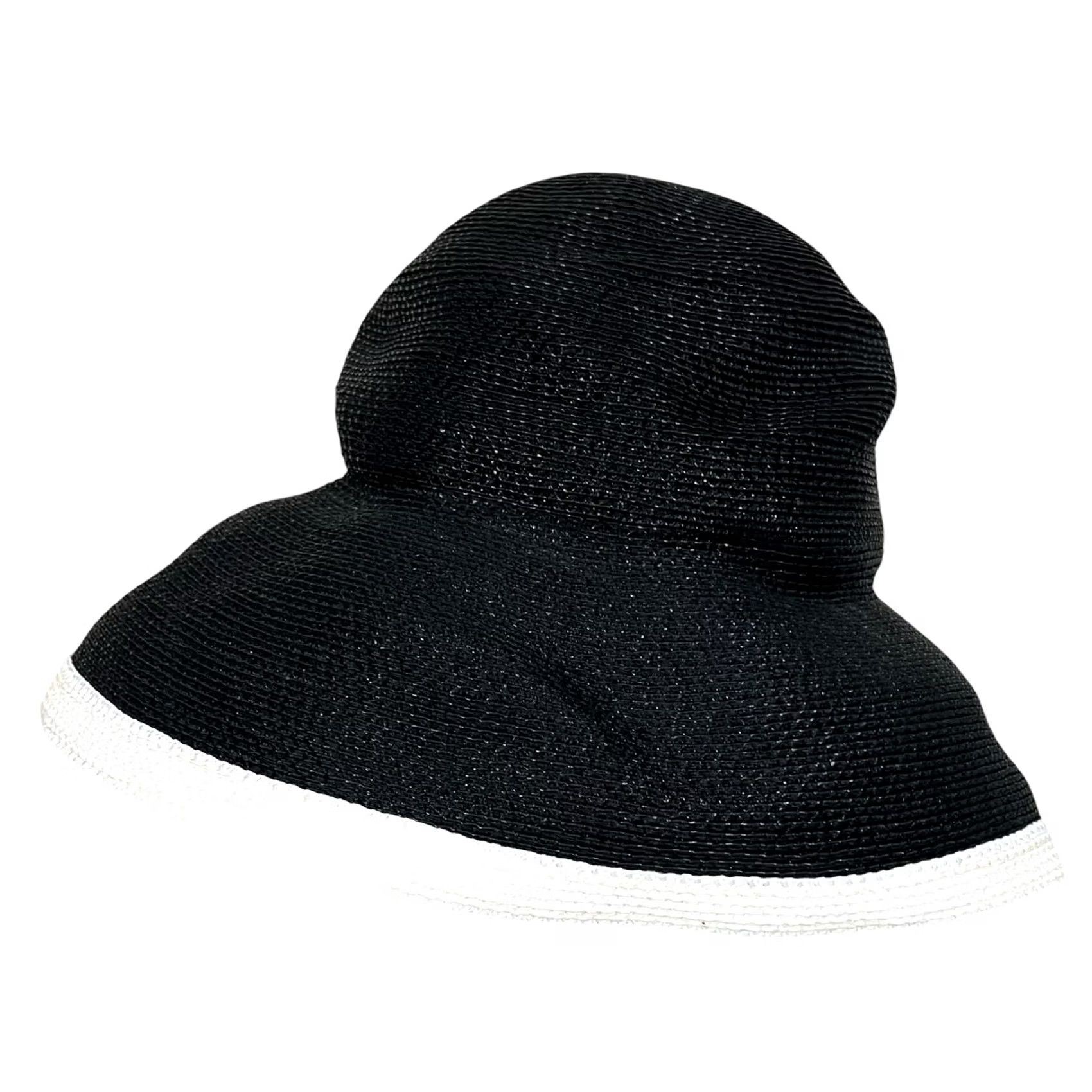 Vintage VINTAGE Frank Olive Women Bucket Hat Woven Black White One Size Black White Solid 50s 60s Mod Church Derby Straw Summer Party Cocktail Travel Womens Size ONE SIZE - 2 Thumbnail