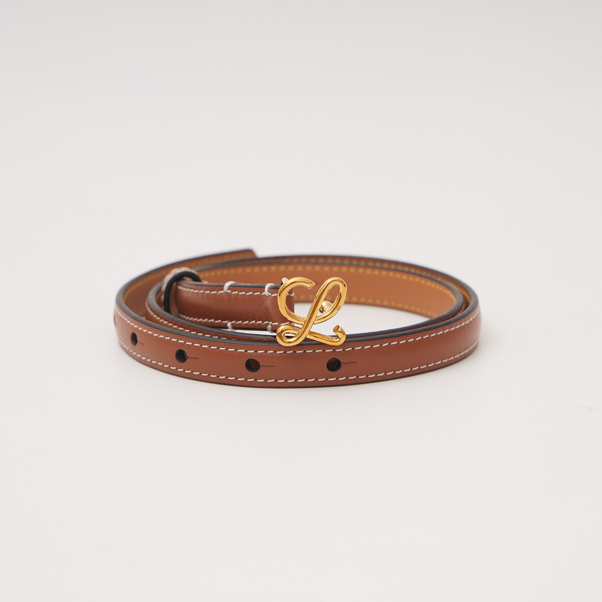 image of Loewe Belt In Smooth Calfskin Tan/gold, Men's