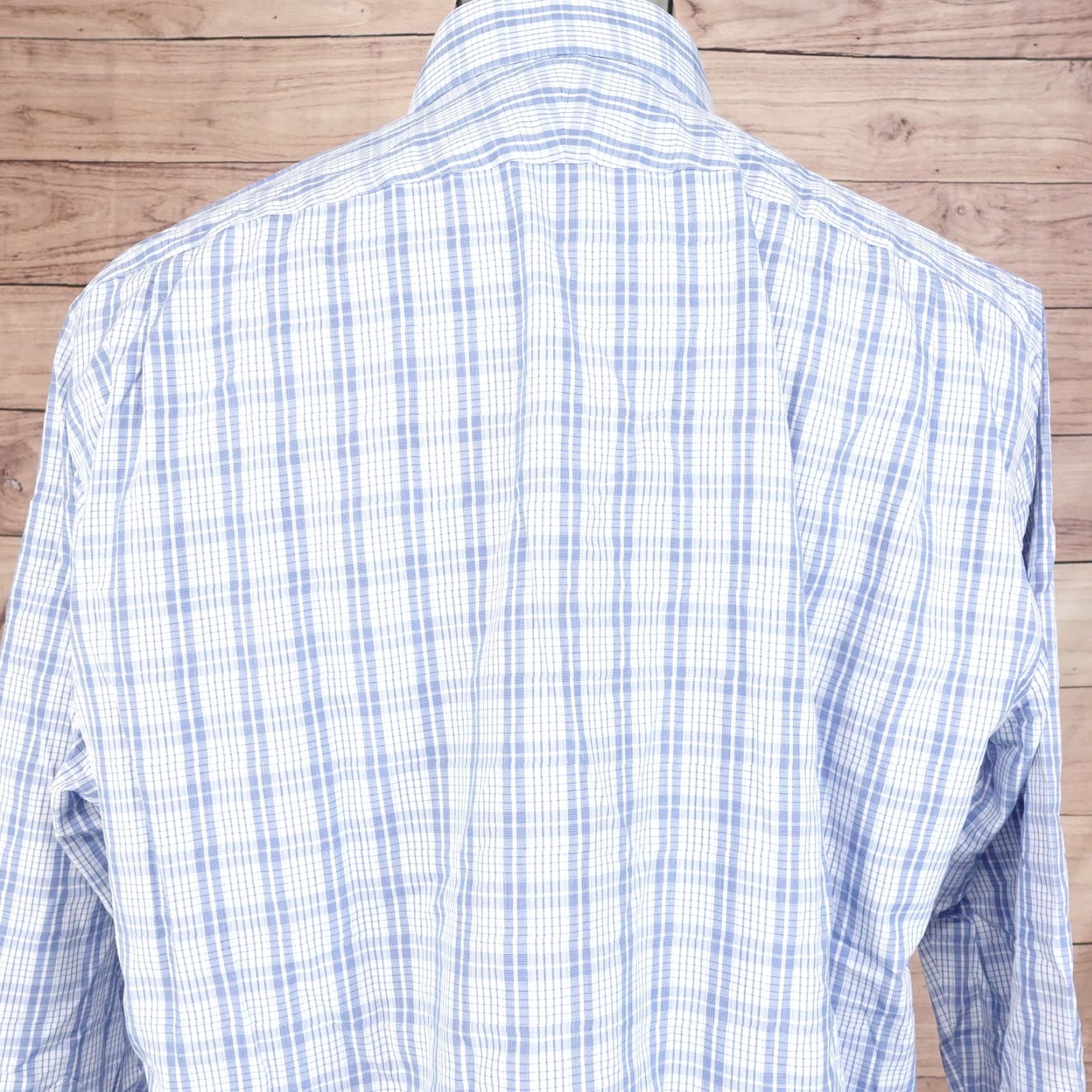 Nordstrom Nordstrom Men's Dress Shirt, Blue Plaid, Regular Fit, Long Sleeve, Size 16.5/33, Wrinkle-Free Cotton, Business Casual Formal Size 42R - 5 Thumbnail