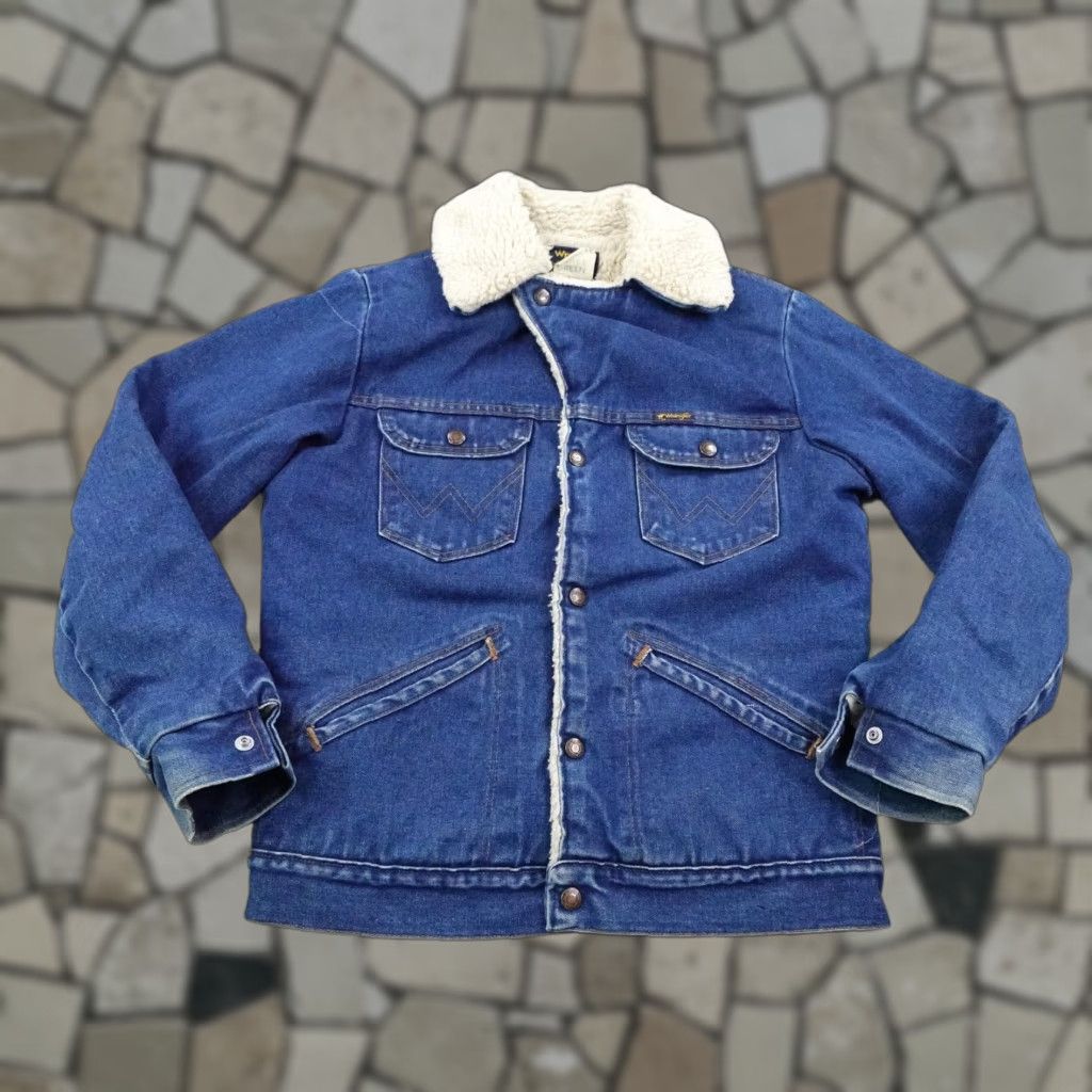Wrangler VINTAGE Wrangler Jacket Mens Medium Blue Denim Sherpa Fleece Western Coat 80s Size US L / EU 52-54 / 3 - 1 Thumbnail