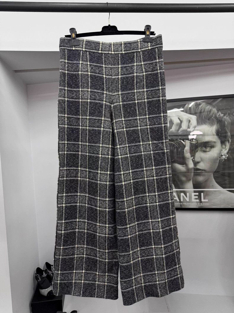 Chanel Chanel Gray plaid woollen trousers Size 24" / US 00 / IT 34 - 3 Thumbnail