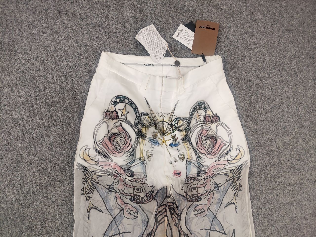 Burberry Rare Burberry By Marine Sketch Print Layered Silk Pants Size US 32 / EU 48 - 5 Thumbnail