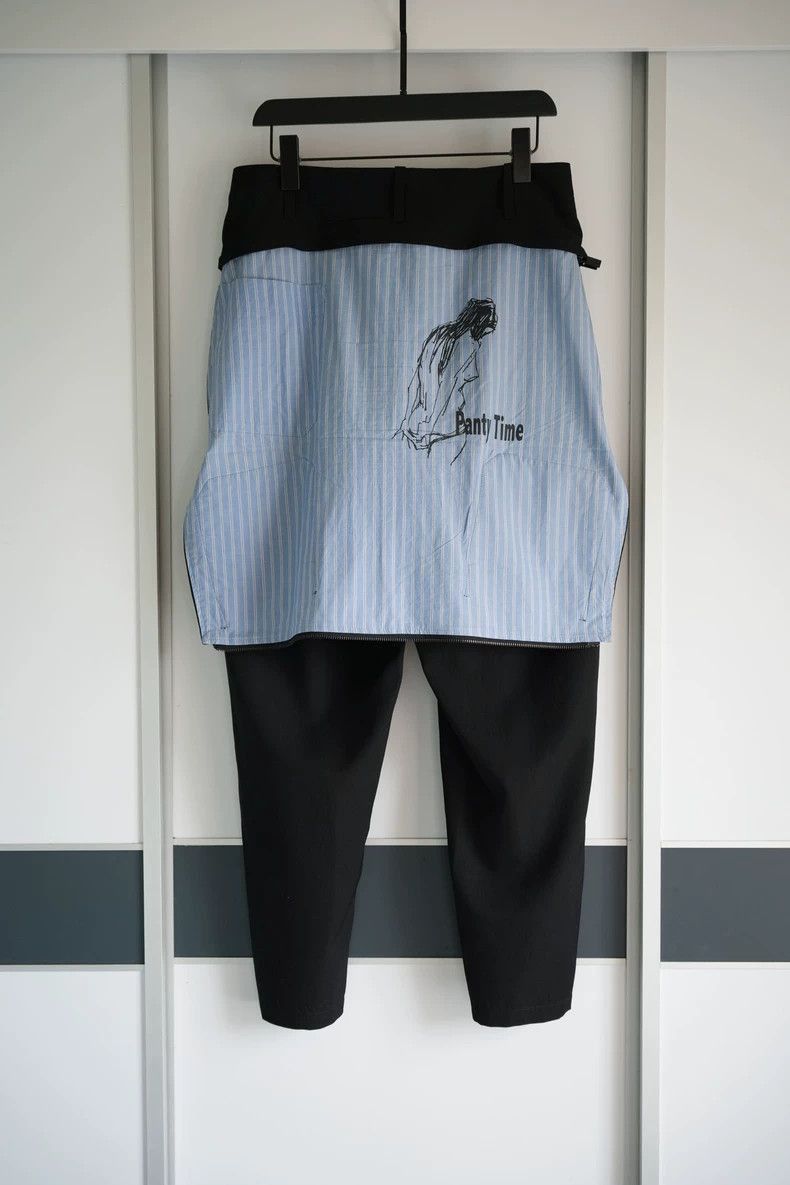 Yohji Yamamoto Yohji Yamamoto Yohji Yamamoto Blue Striped Zipper Trousers Size US 43 - 1 Thumbnail