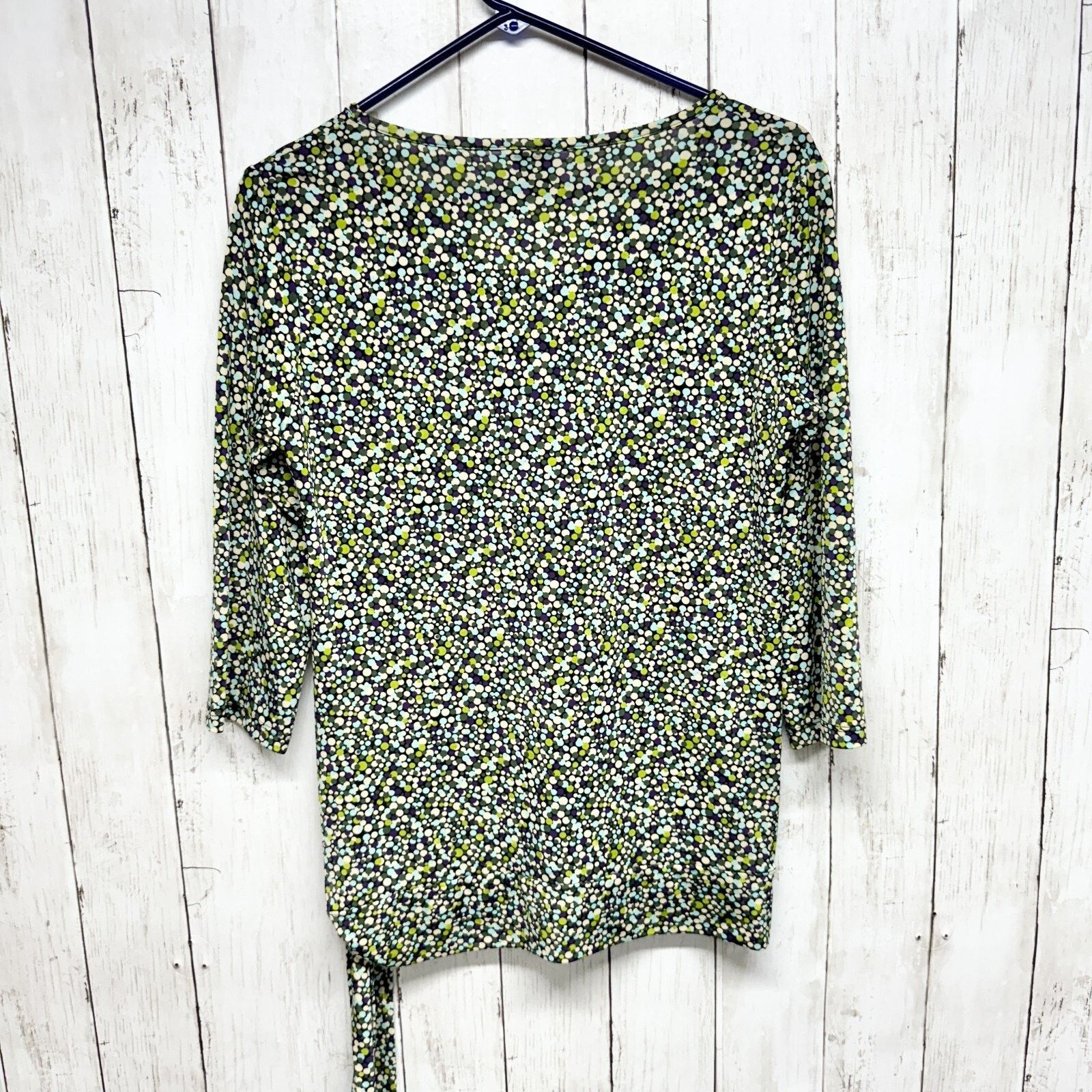Other Olian Top Size Medium Long Sleeve Polka Dot Shirt Swoop Neck Size M / US 6-8 / IT 42-44 - 3 Thumbnail