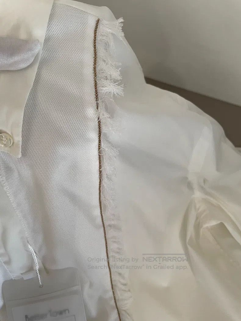 Brunello Cucinelli Brunello Cucinelli White Beaded Cotton Shirt Size M / US 6-8 / IT 42-44 - 9 Thumbnail