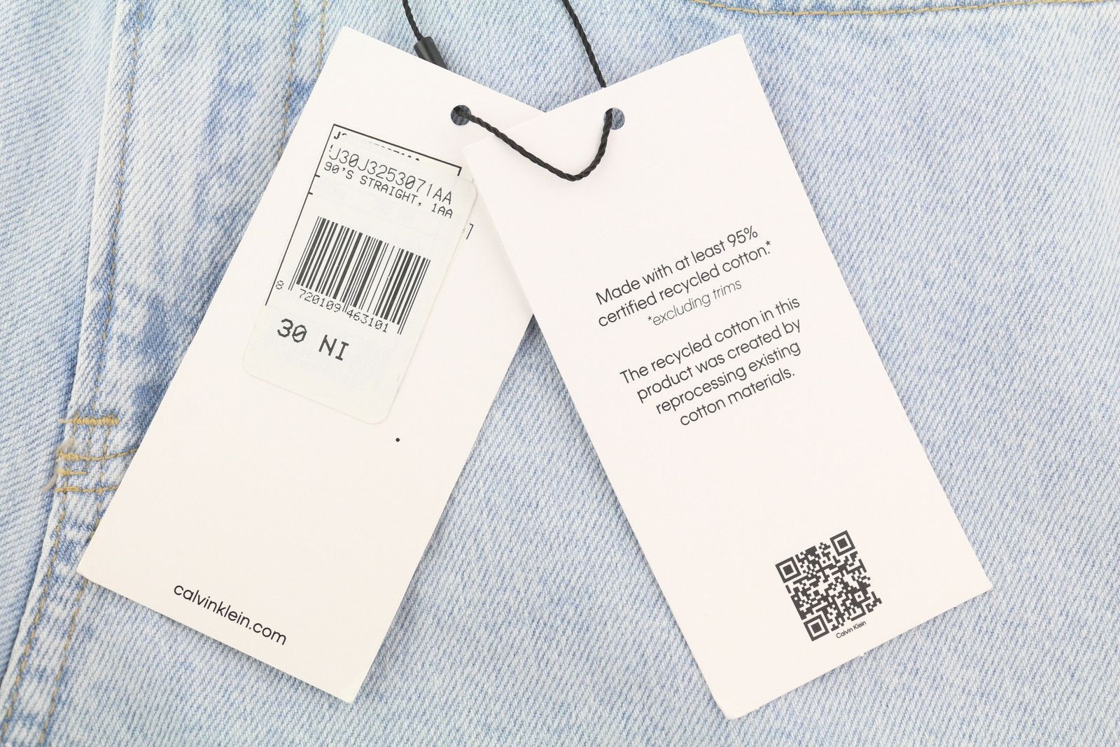 Calvin Klein 90S STRAIGHT W30 Light Blue Washed Zip Fly Denim 85298 Size US 30 / EU 46 - 7 Thumbnail