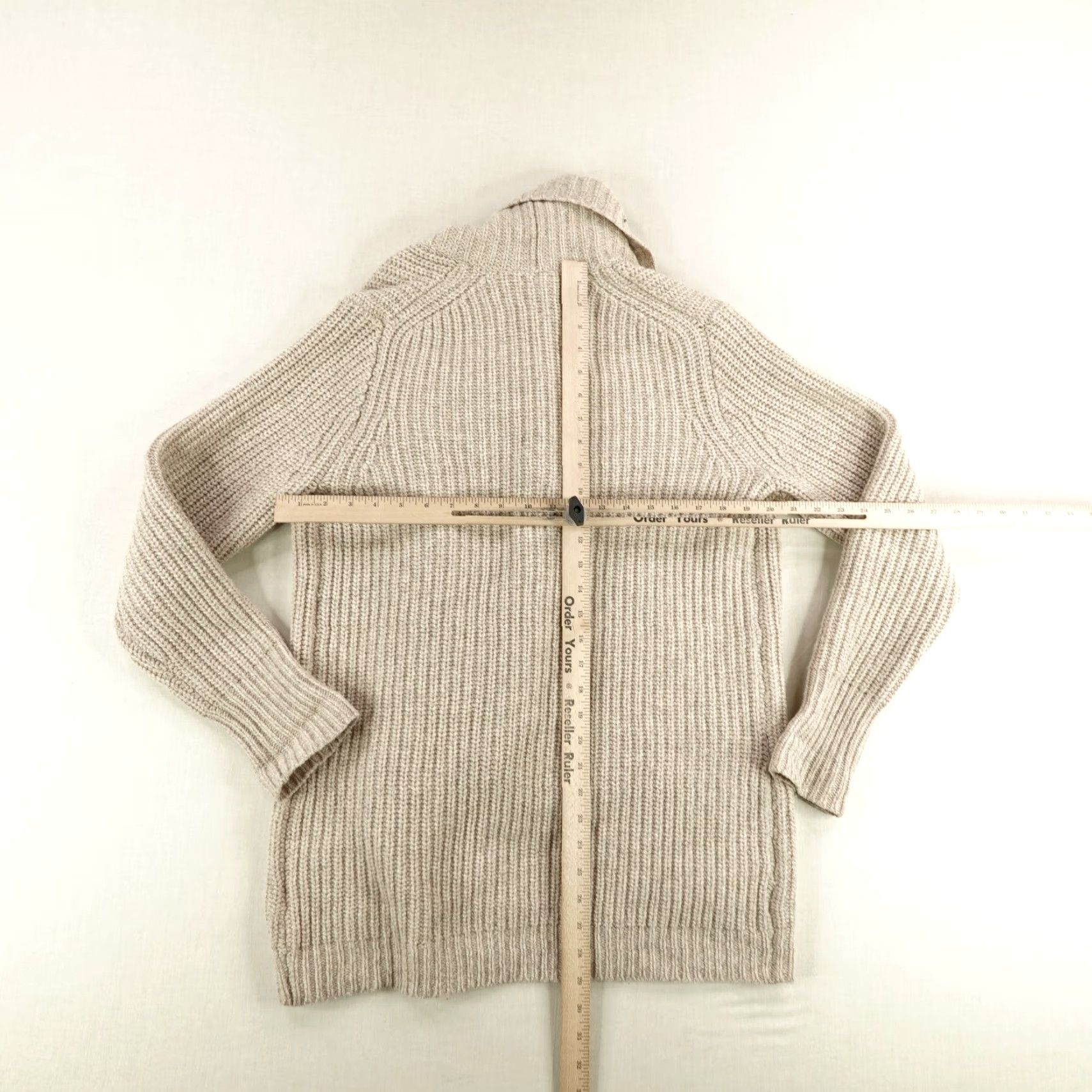 J.Crew VINTAGE J.CREW Sweater Cardigan Womens Large Beige Wool Open Front Pockets 100% Lambs Wool Classic Casual Size L / US 10 / IT 46 - 7 Thumbnail