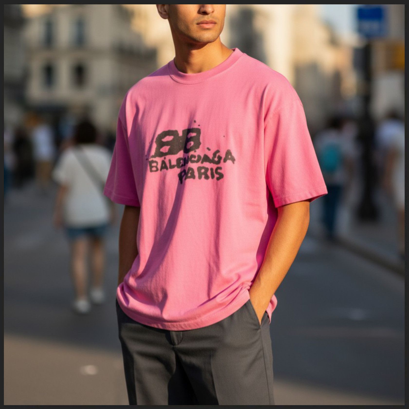 Balenciaga o1w1db11225 Hand-Drawn BB Icon T-Shirt Medium Fit in Pink Size US XS / EU 42 / 0 - 2 Thumbnail