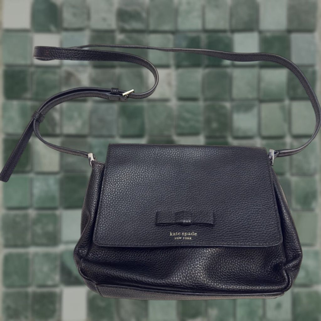 Vintage kate spade new york Avva Pershing Street Crossbody Bag Pebbled Leather Small Black Leather Crossbody Womens Bag Size ONE SIZE - 1 Thumbnail