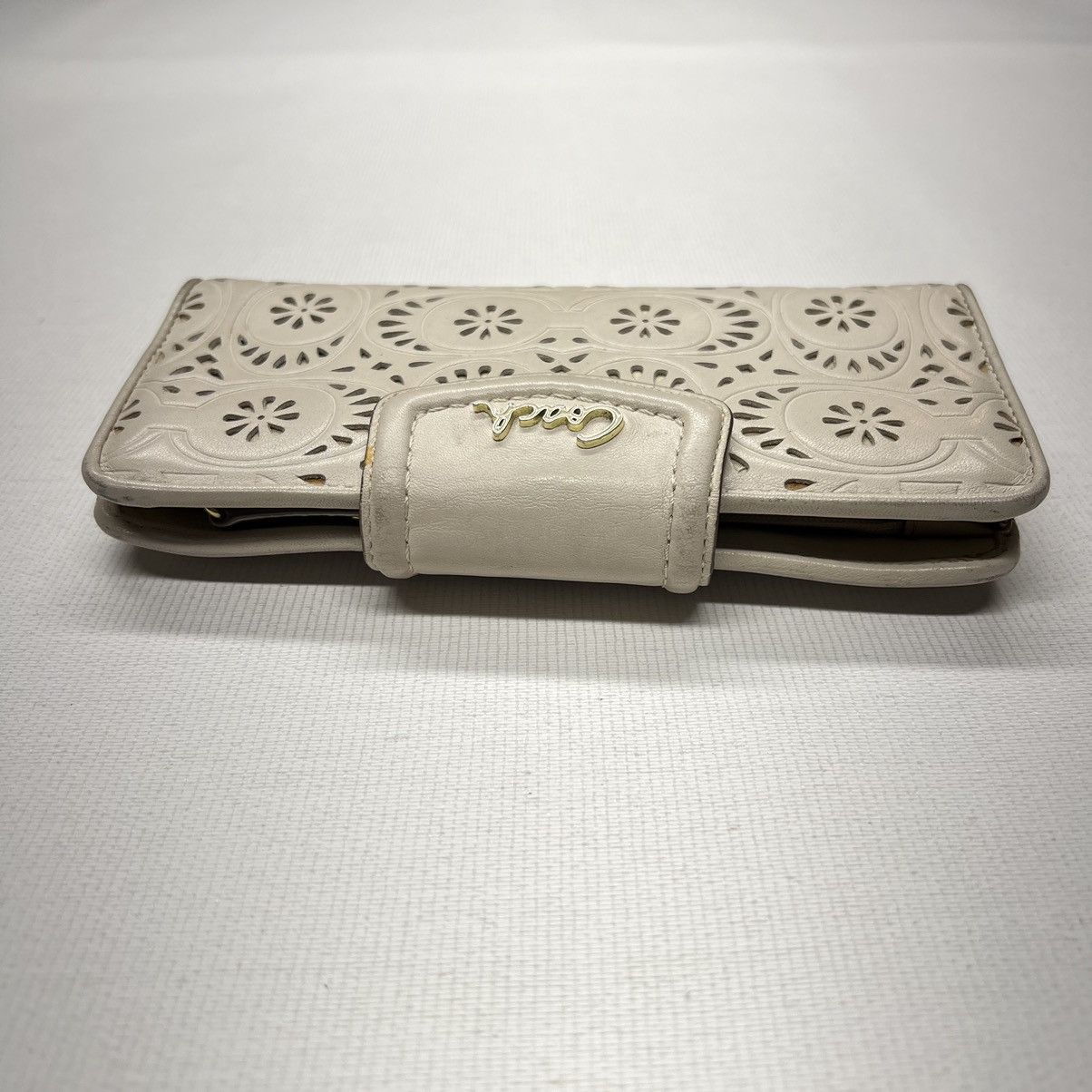 Coach × Vintage Coach Ashley Wallet Ivory Lace Leather Slim Envelope Fold Size ONE SIZE - 5 Thumbnail