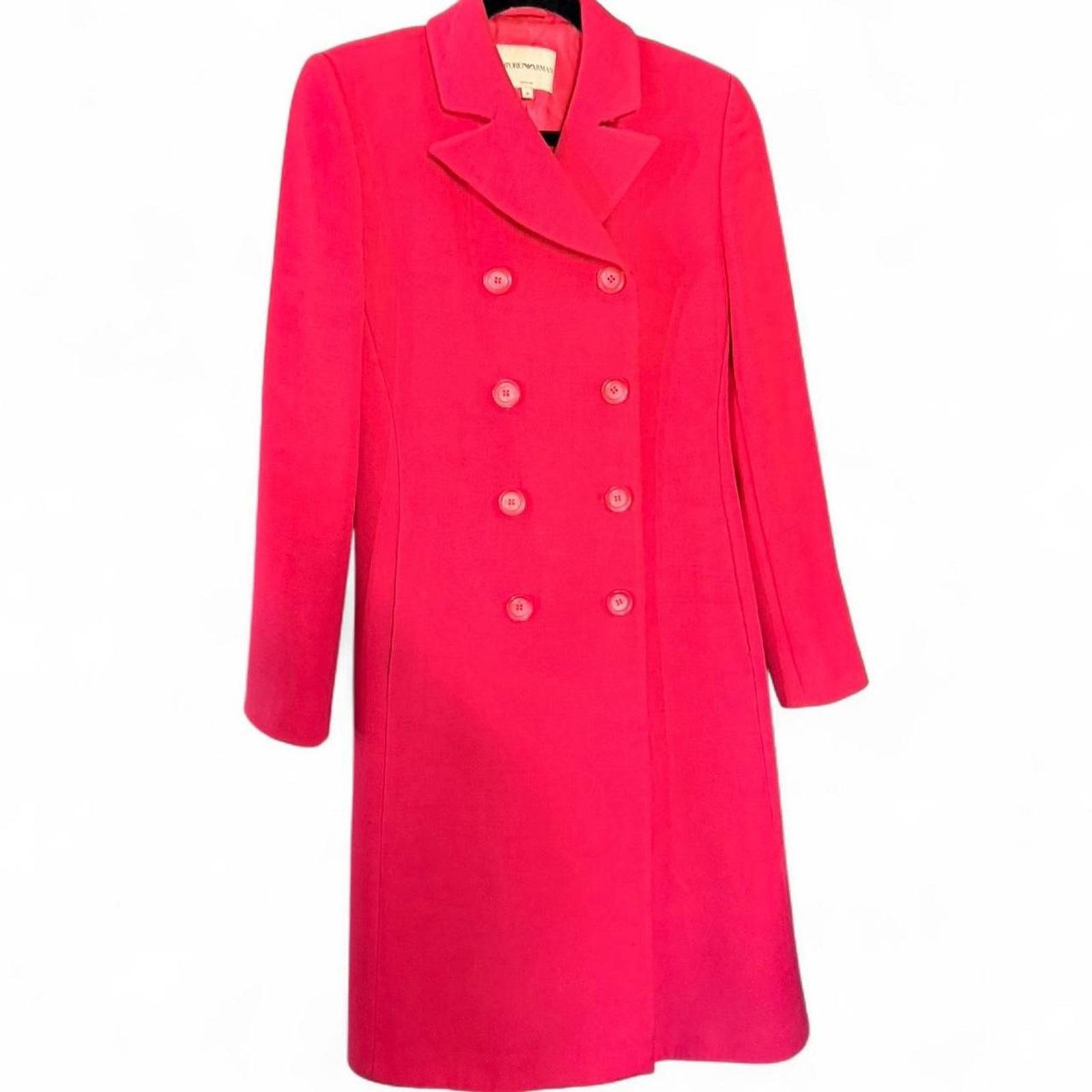Emporio Armani Emporio Armani Hot Pink Fuchsia Double Breasted Knit Coat 10 Size L / US 10 / IT 46 - 1 Thumbnail