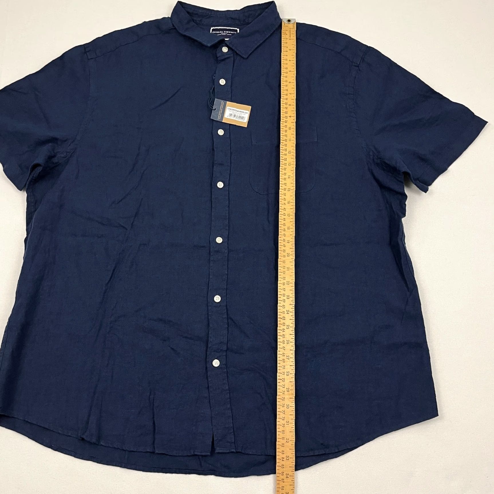 Charles Tyrwhitt Charles Tyrwhitt Shirt Mens 3XL XXXL Classic Fit Navy Blue 100% Linen Button Up Shirt Size US XXL / EU 58 / 5 - 5 Thumbnail