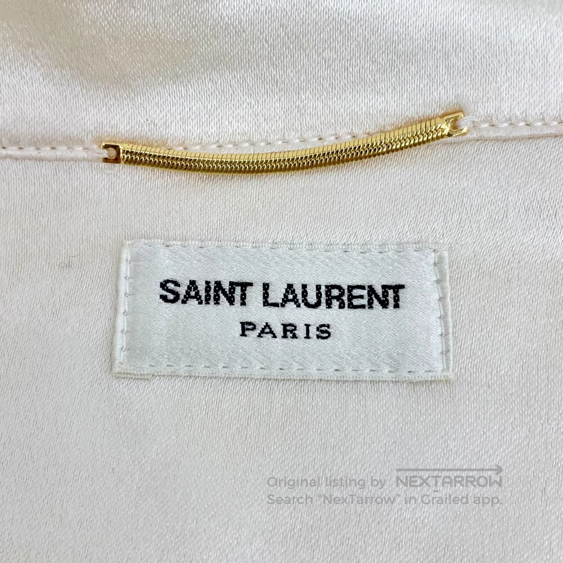 Saint Laurent Paris Saint Laurent Paris Champagne lapel mulberry silk tie wais Size XXS / US 00 / IT 34 - 5 Thumbnail