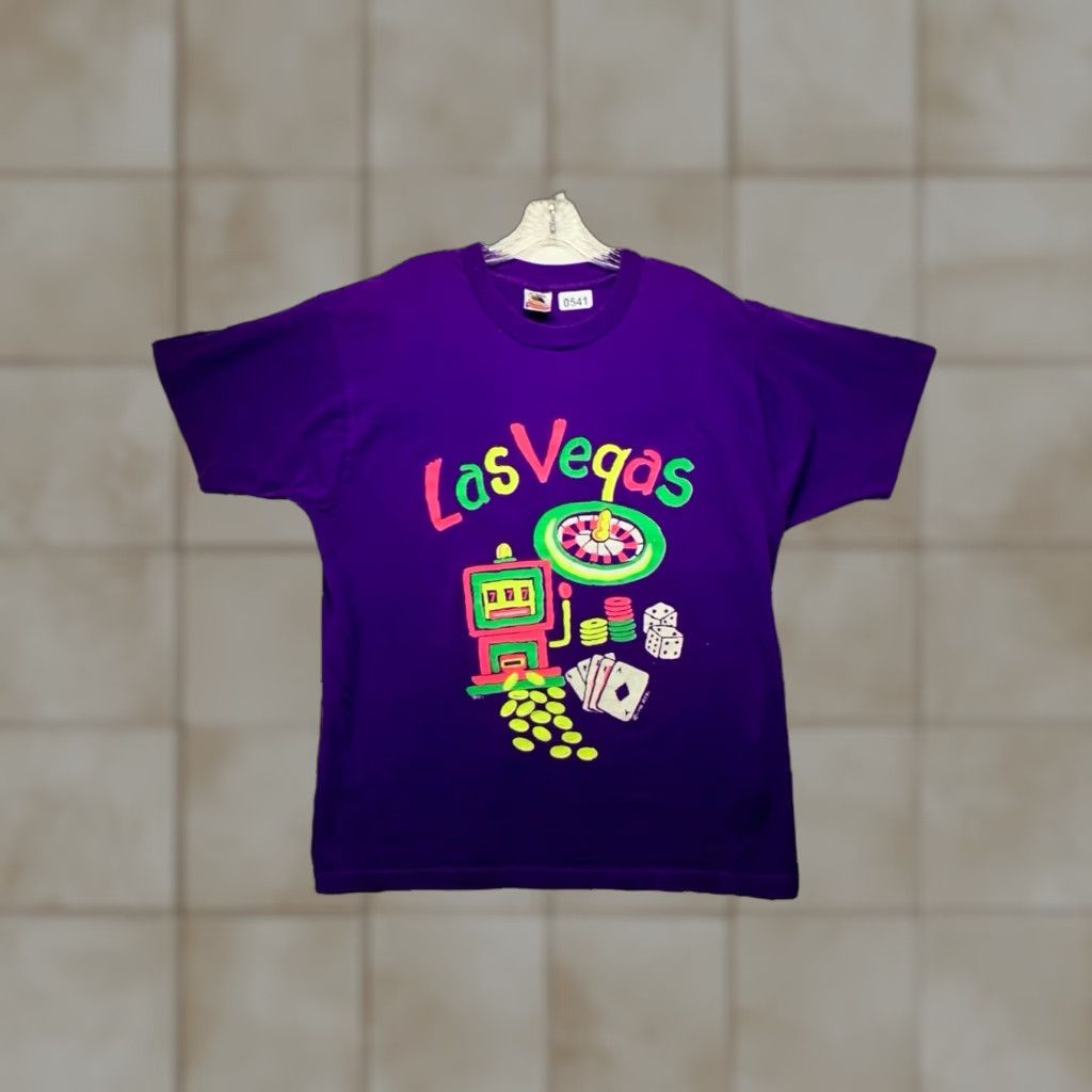 Fruit Of The Loom VINTAGE Fruit of the Loom T-Shirt Unisex Adults XL Short Sleeve Graphic Print 90s Las Vegas Purple Size US XL / EU 56 / 4 - 1 Thumbnail
