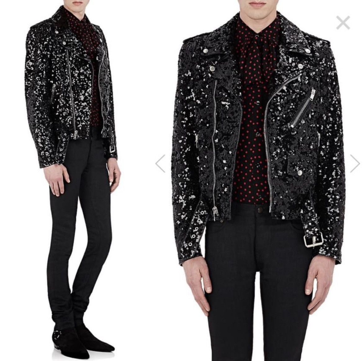 16FW Sequins Covered Leather Jacket sz50