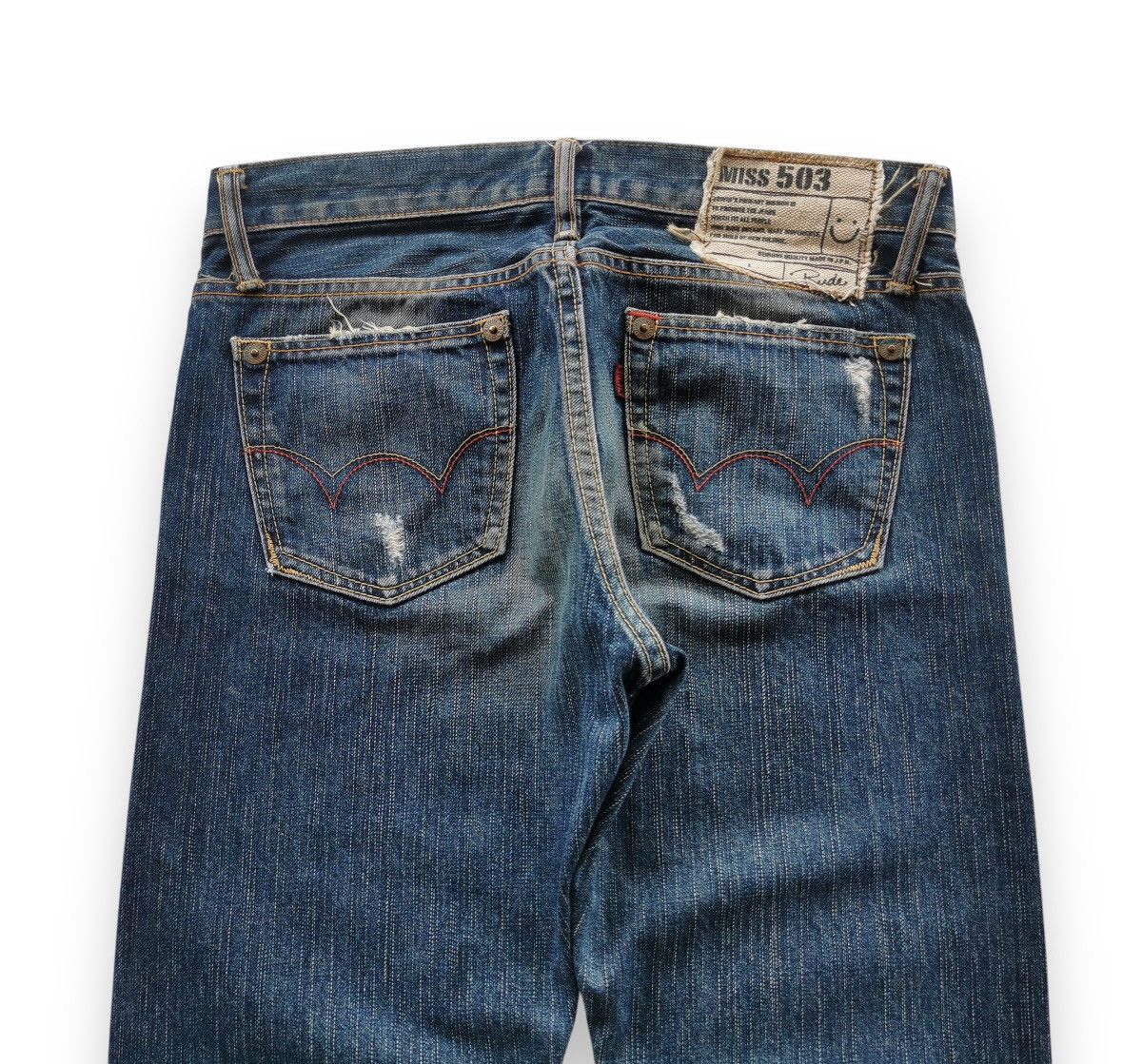 Miss Edwin 503 Cropped Distressed Denim Jeans Women Size 30