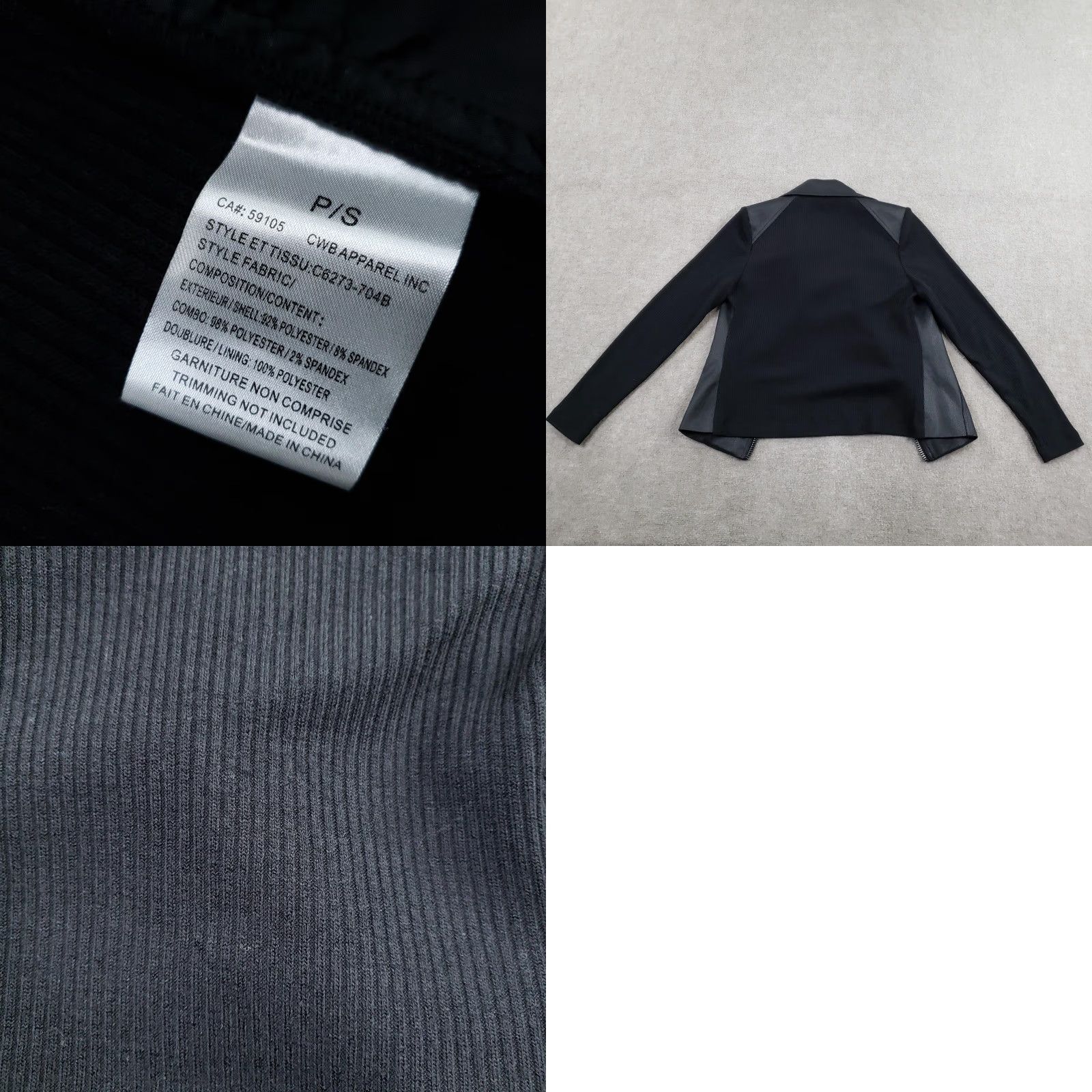 Vintage Charlie B Jacket Womens Small Black Faux Leather Moto Faux Zip C6273-704B Size S / US 4 / IT 40 - 8 Thumbnail