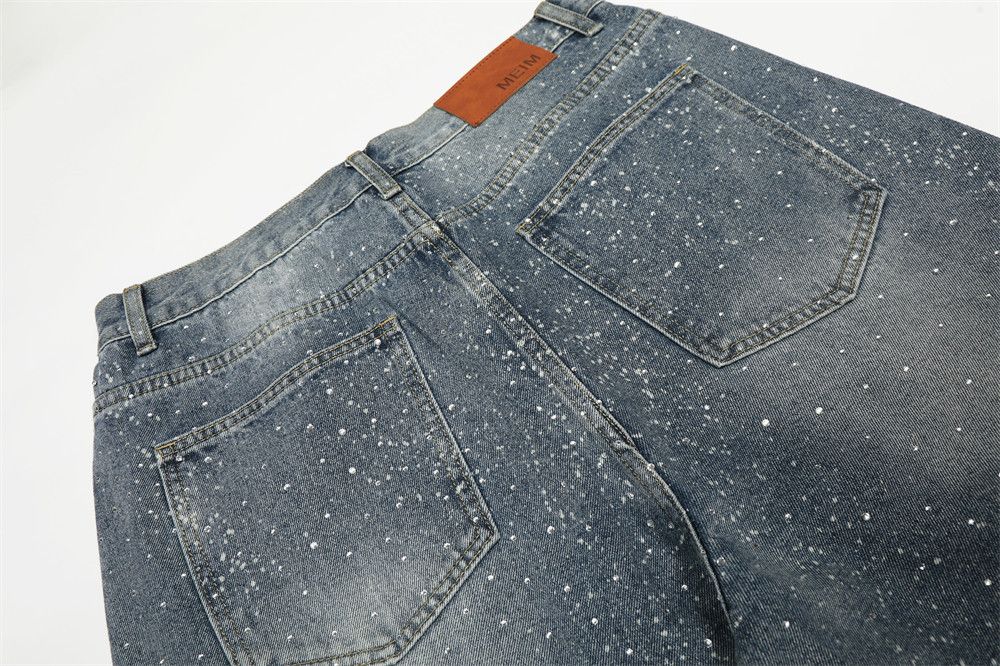 Jean Men's vintage hot-drilled washed distressed jeans Size US 32 / EU 48 - 4 Thumbnail