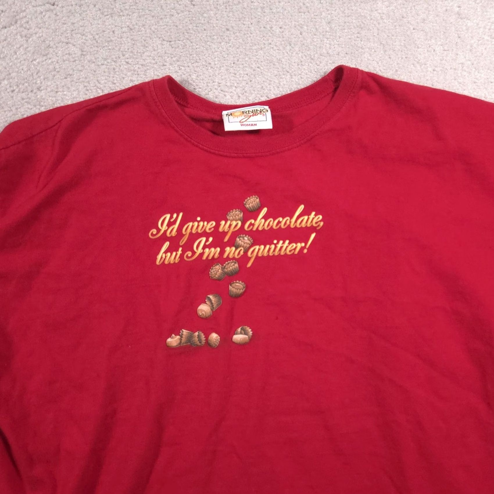 Vintage Morning Sun Shirt Womens 2X Red Chocolate Graphic Humor Short Sleeve Tee Plus Size XXL / US 16-18 / IT 52-54 - 3 Thumbnail