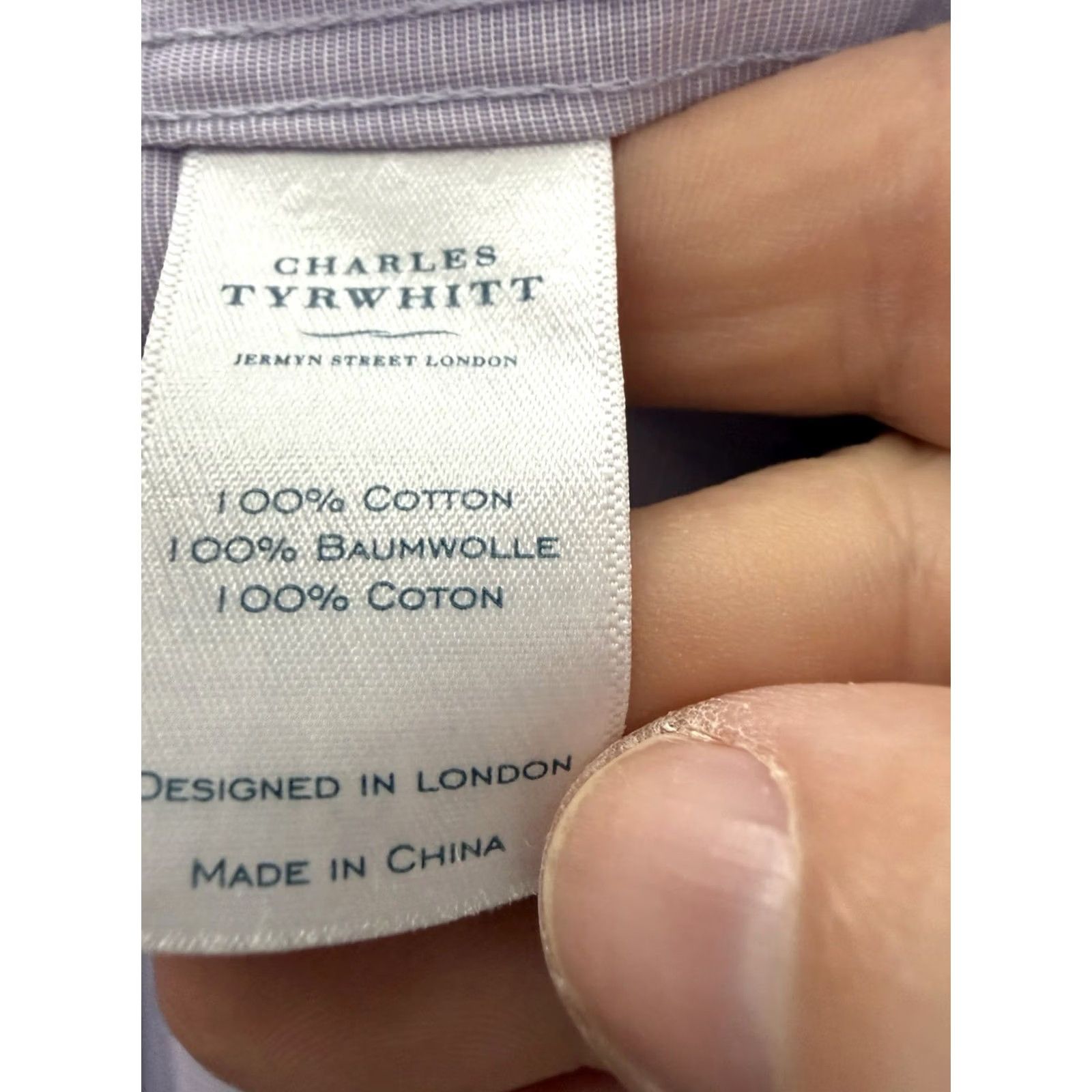 Charles Tyrwhitt CHARLES TYRWHITT Classic Dress Shirt 18 35 Non Iron Lavender Purple Cotton Button-Down Long Sleeve Mens Shirt Size 48R - 7 Thumbnail