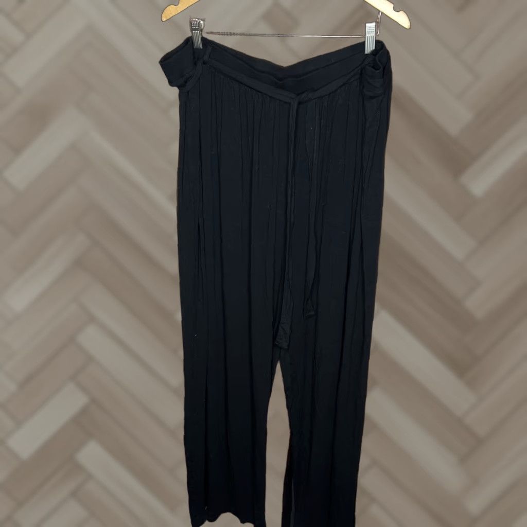 Vintage ASOS Curve Womens Size 18 Black High Rise Pocketed Wide Leg Pants Dress Pants Size 40" / US 18 - 1 Thumbnail