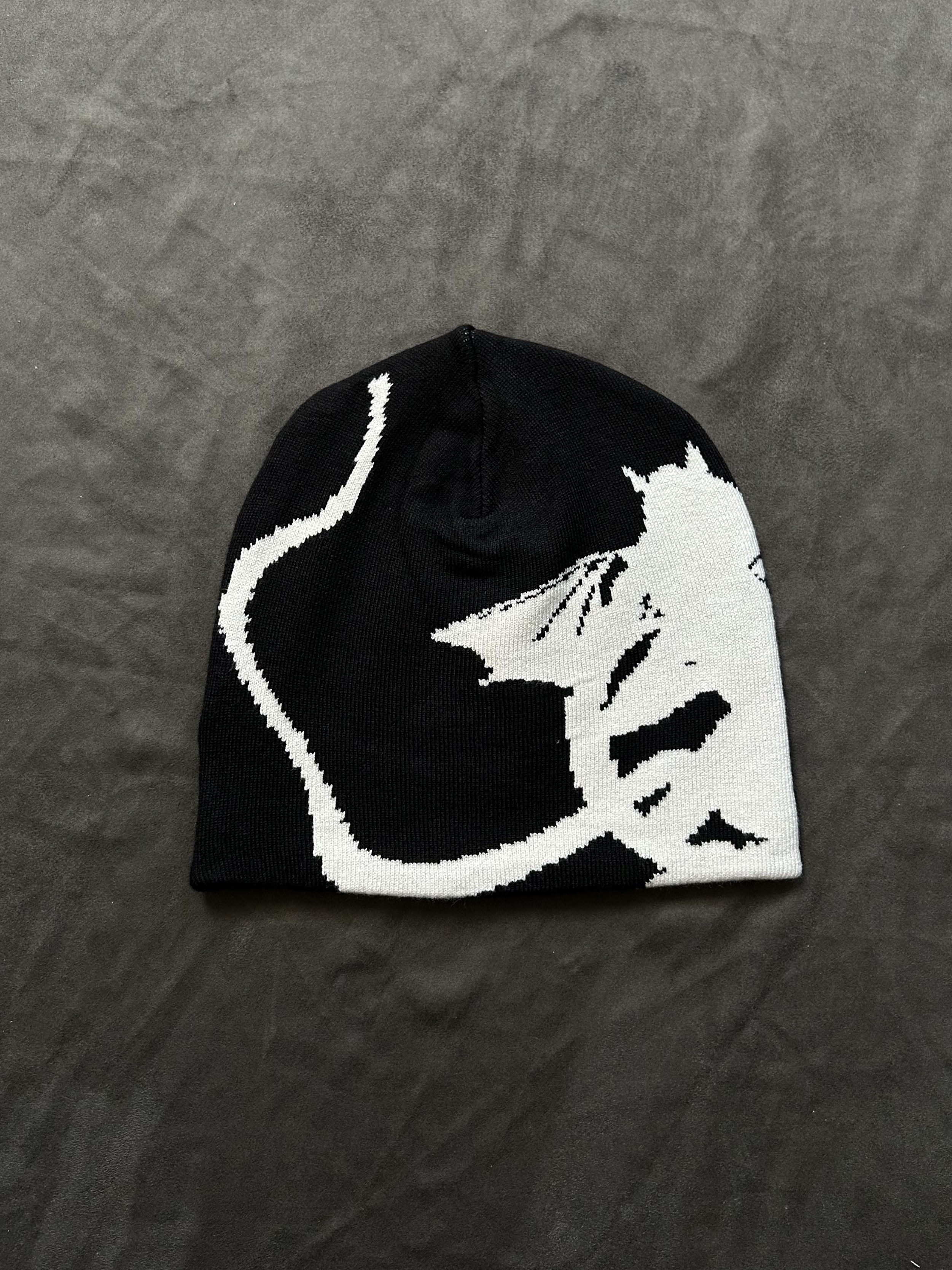 Japanese Brand Rare Little Devil Graphic Design No Cuff Beanie Hat Black OS Size ONE SIZE - 1 Thumbnail