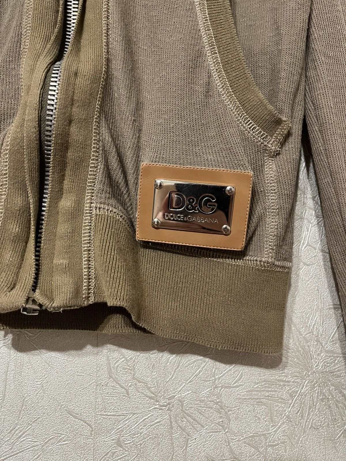 Dolce & Gabbana Dolce&Gabbana Avant Garde Beige Distressed Zip Hoodie Y2K Size US M / EU 48-50 / 2 - 2 Thumbnail