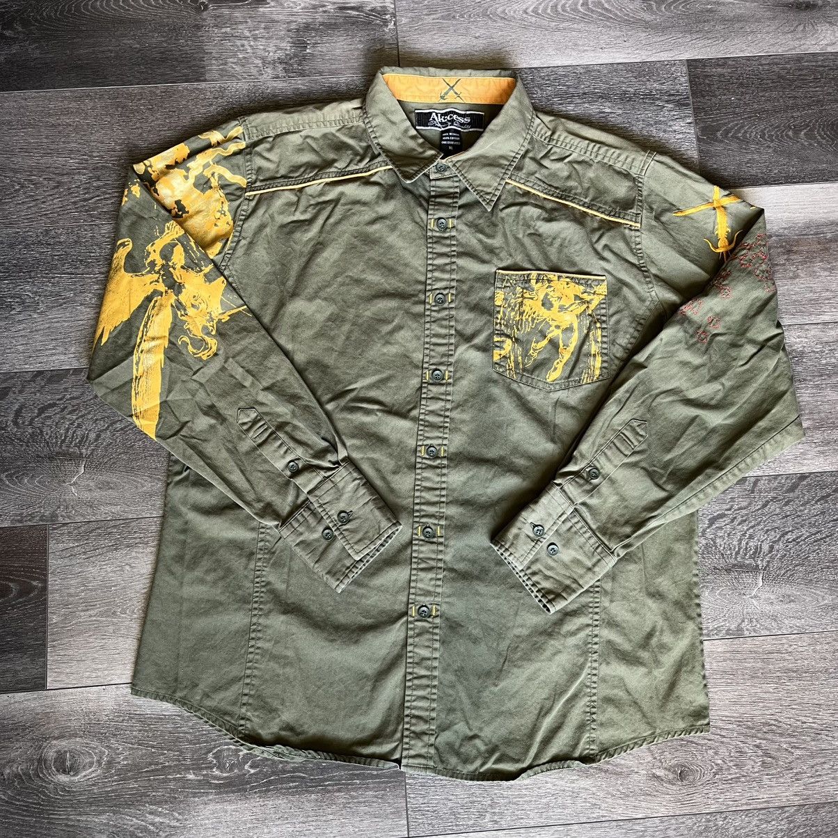 Affliction Vintage 2000s Akcess Affliction Style Sword Button Up Shirt Size US XL / EU 56 / 4 - 2 Thumbnail