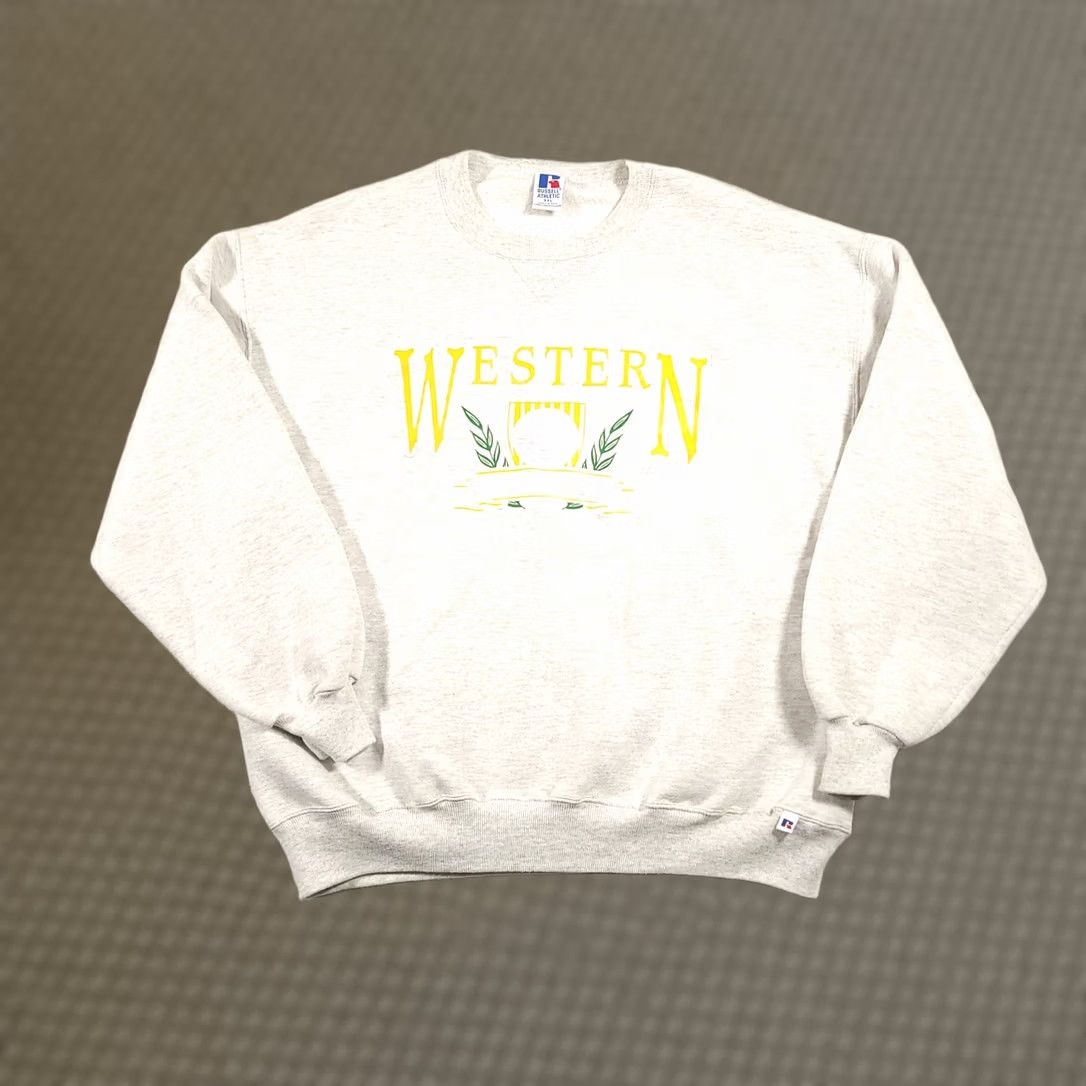 Russell Athletic VINTAGE Russell Athletic Western Illinois Sweatshirt Hoodie 2XL Gray Mens 90s WIU University Graphic Print Pullover Crew Neck Fleece Cotton Blend US Size US XXL / EU 58 / 5 - 1 Thumbnail