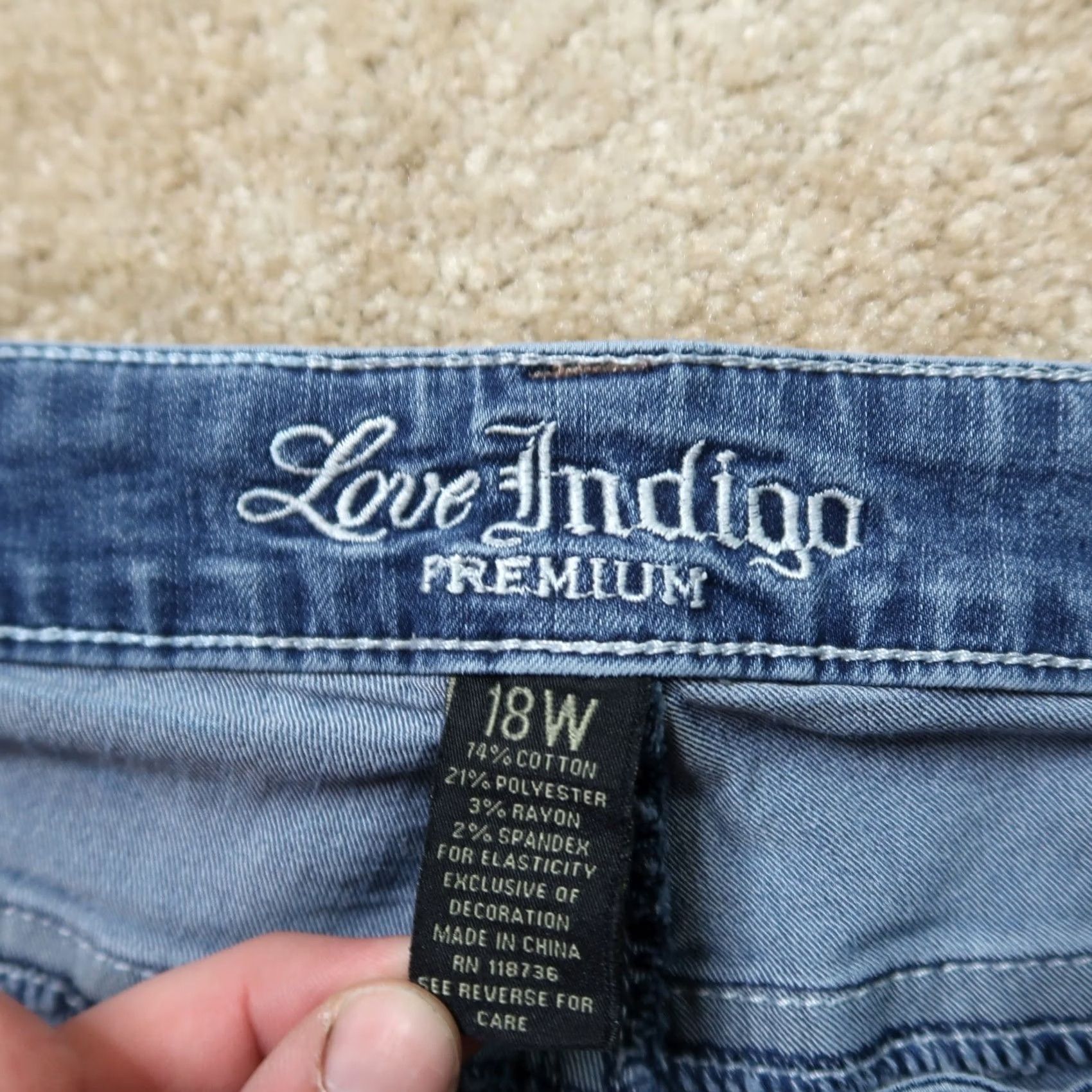 Denime Love Indigo Bootcut Jeans Women's 18W Blue Denim Stretch Pants Mid Dirt Blue? Size 40" / US 18 - 4 Thumbnail