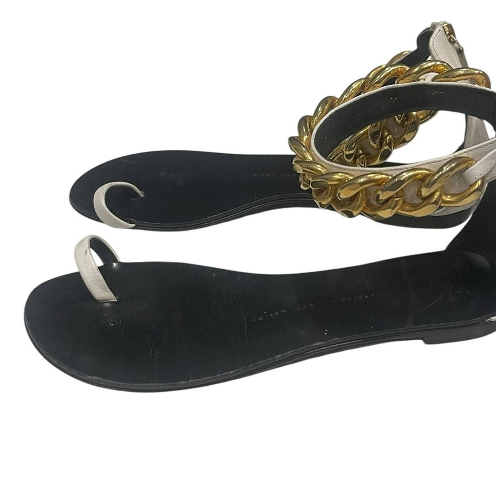 Giuseppe Zanotti Giuseppe Zanotti Bicolor Chain Ankle Strap Flat Sandal 38 Size US 7.5 / IT 37.5 - 6 Thumbnail