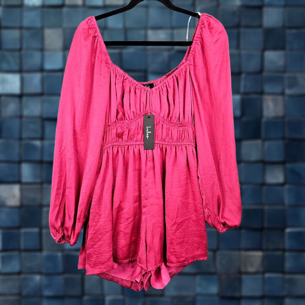 Lulus LULUS Romper Women’s Pink Balloon Sleeve Short Size S Casual Bohemian Colorful Wide-Leg Size 28" / US 6 / IT 42 - 1 Thumbnail