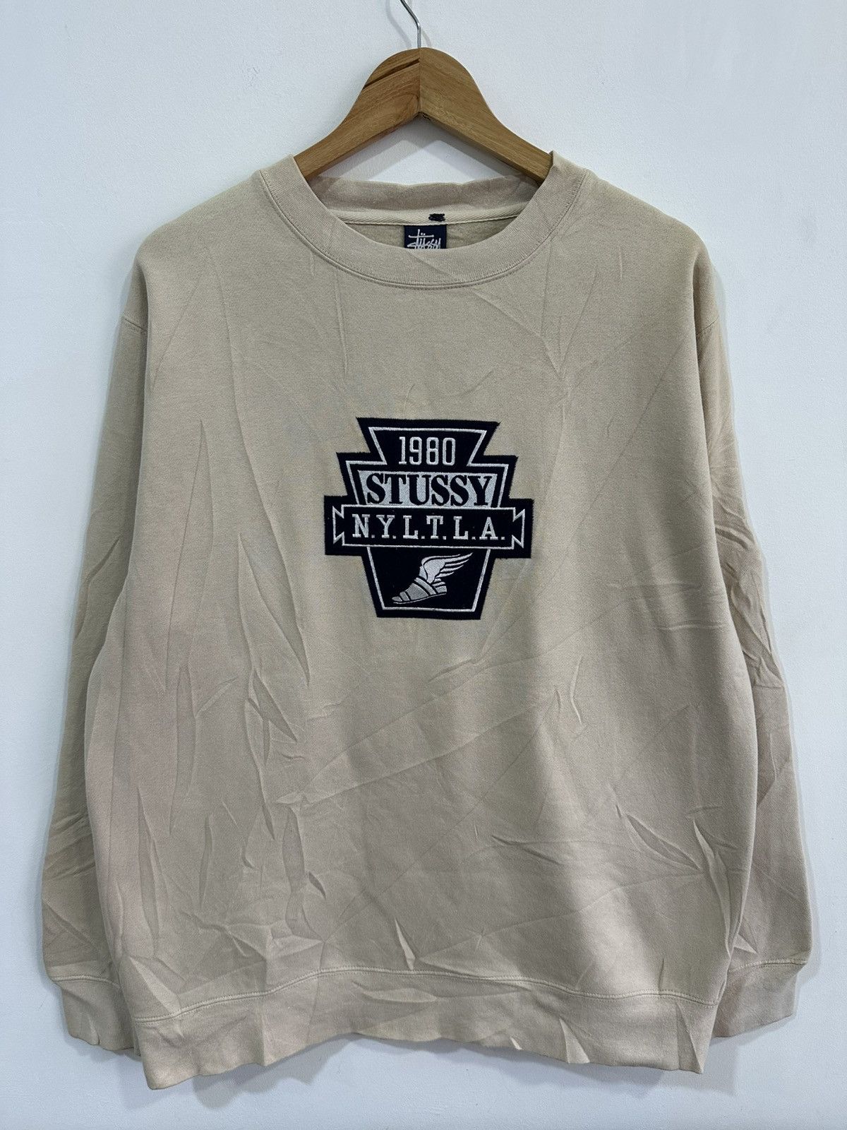Stussy Vintage 90’s Old Stussy Wingfoot Sweatshirt Cream RARE Size US L / EU 52-54 / 3 - 2 Thumbnail