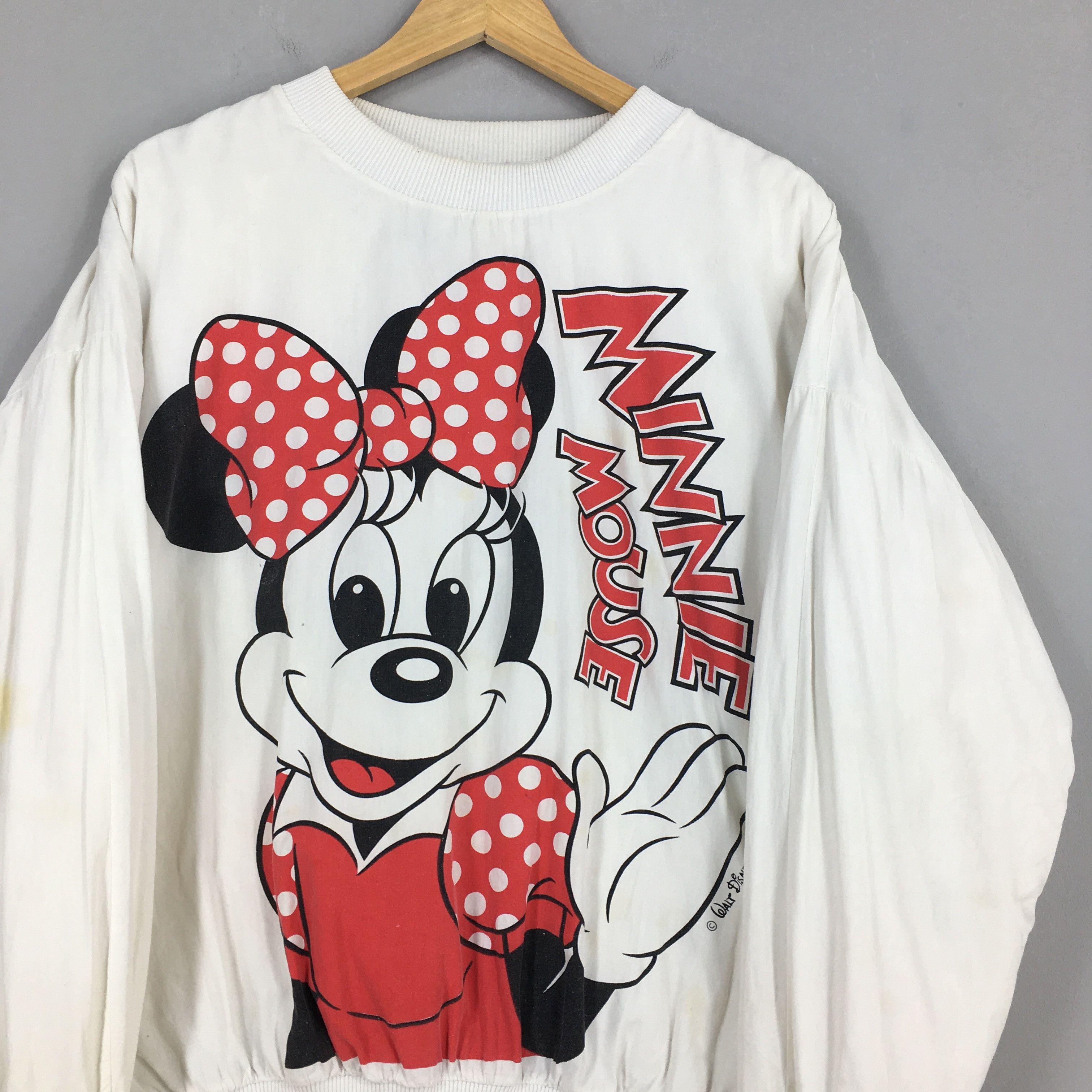 Disney Vintage 90s Minnie Mouse White Sweatshirt XLarge Size US XL / EU 56 / 4 - 2 Thumbnail