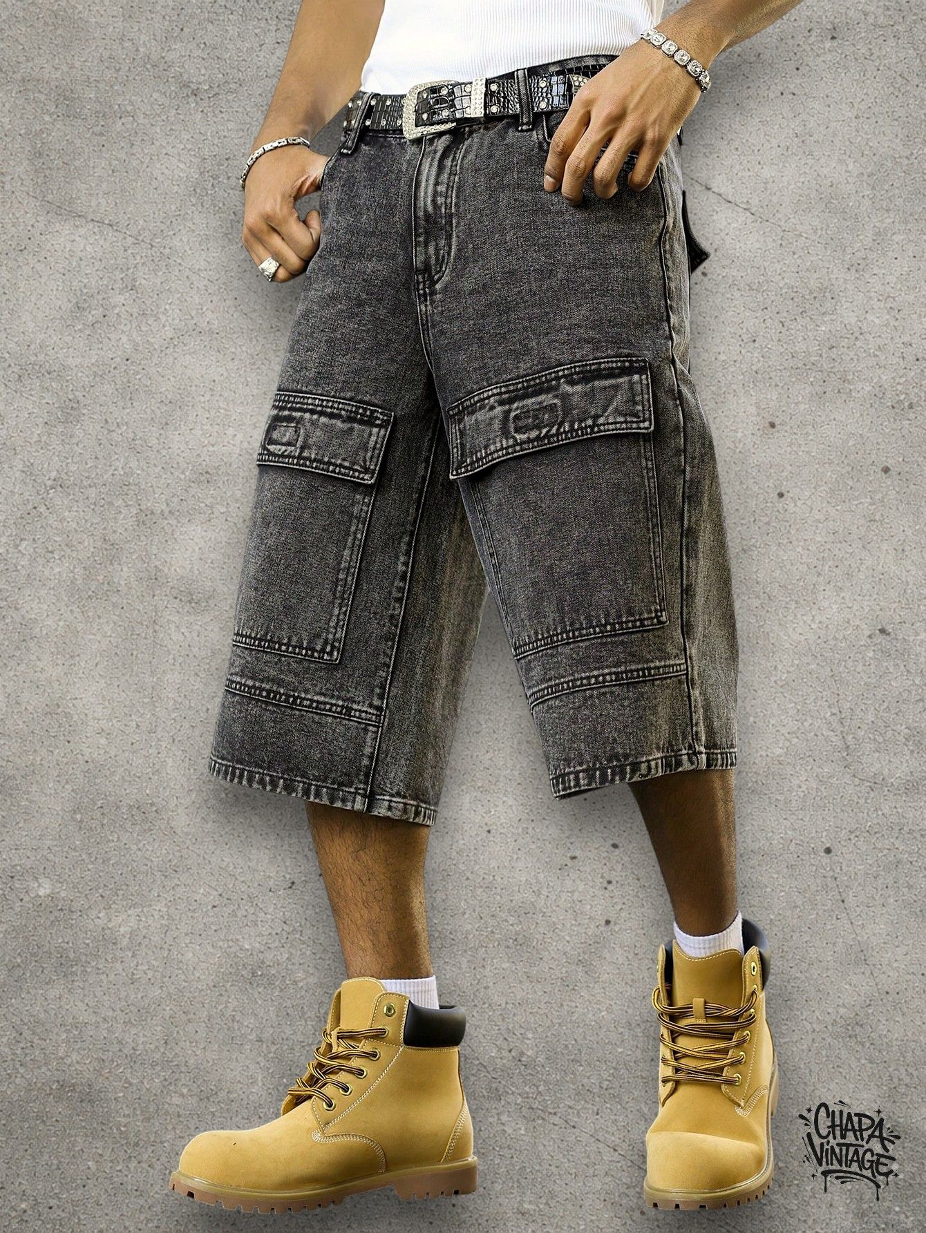 Japanese Brand Cargo gray denim jorts Size US 32 / EU 48 - 2 Thumbnail