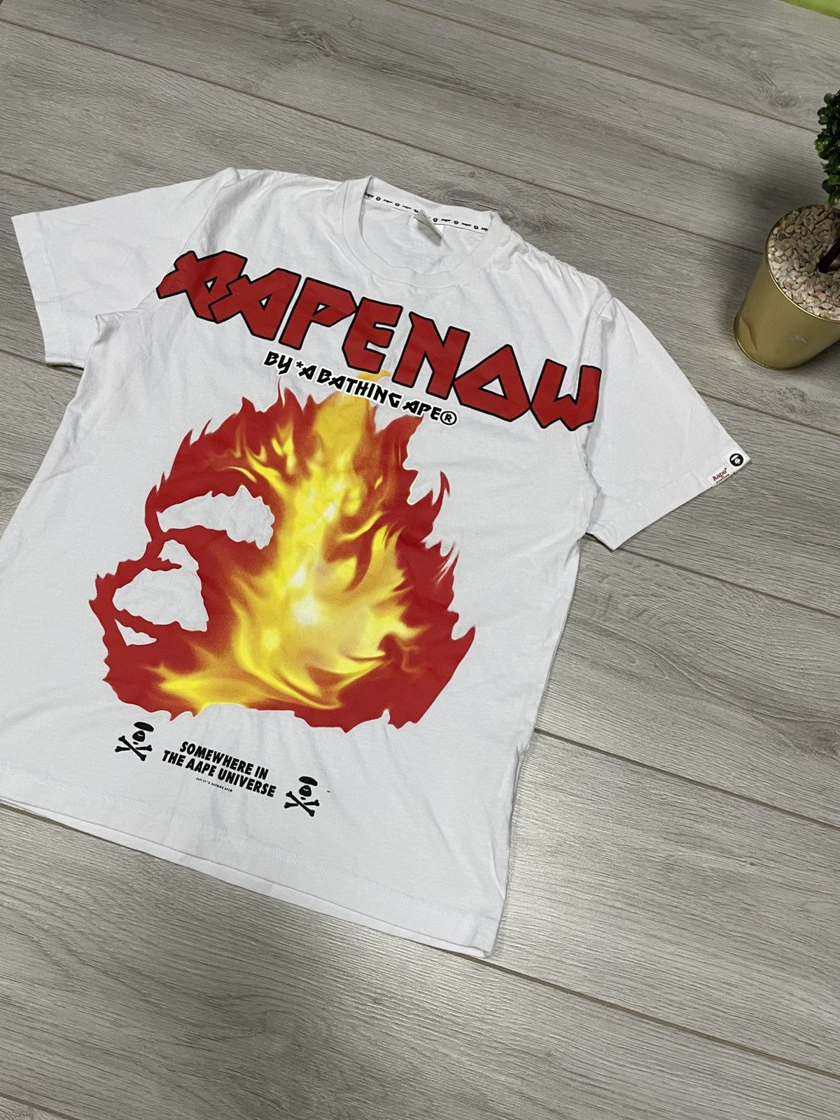 Aape Aape now BAPE flame fire Iron Maiden style Tee big print Size US L / EU 52-54 / 3 - 4 Thumbnail