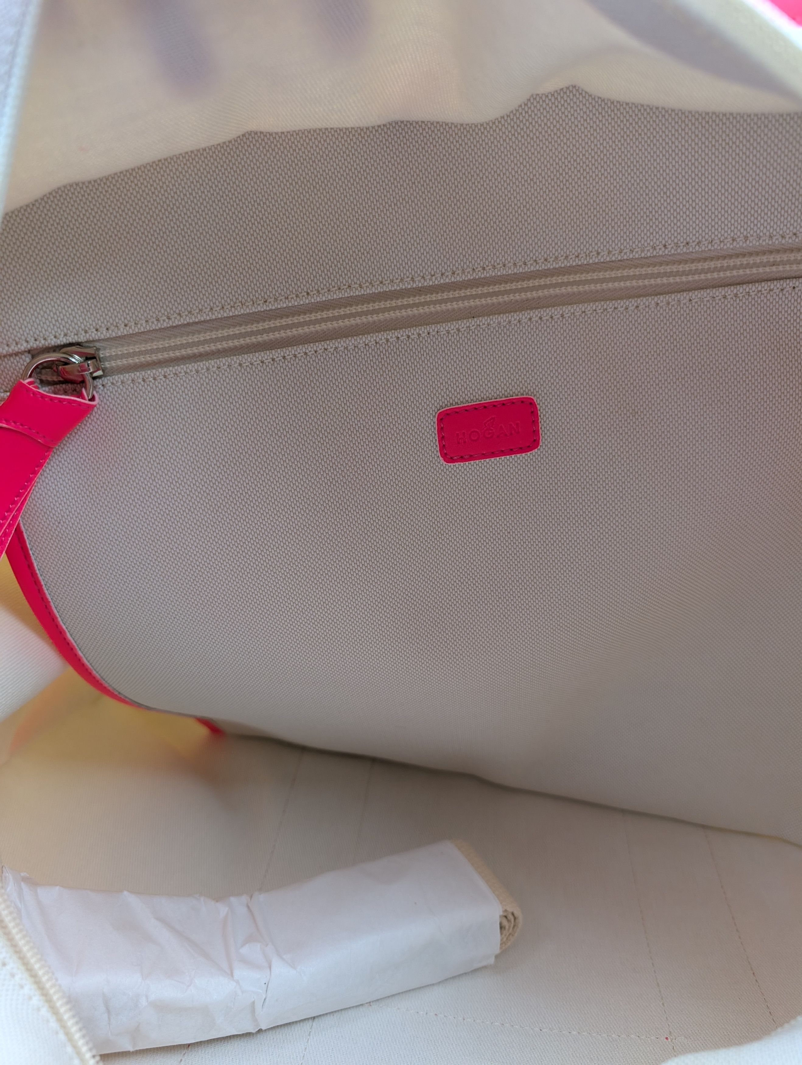 Hogan Hogan Natural And Pink Trimmed Canvas Tote Bag Size ONE SIZE - 9 Thumbnail
