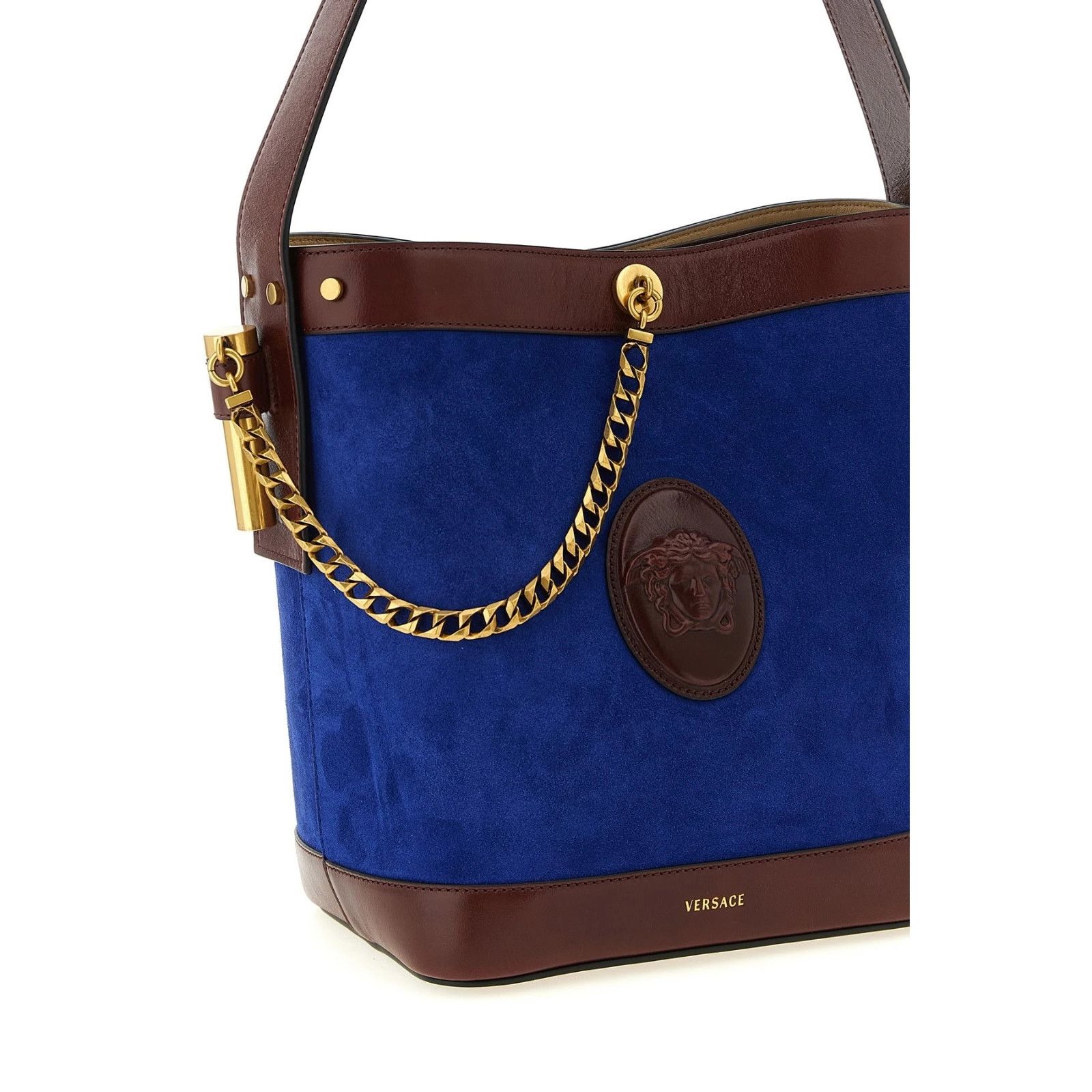 Versace VERSACE Pivot Small Blue Suede Bucket Bag New & Authentic Size ONE SIZE - 3 Thumbnail