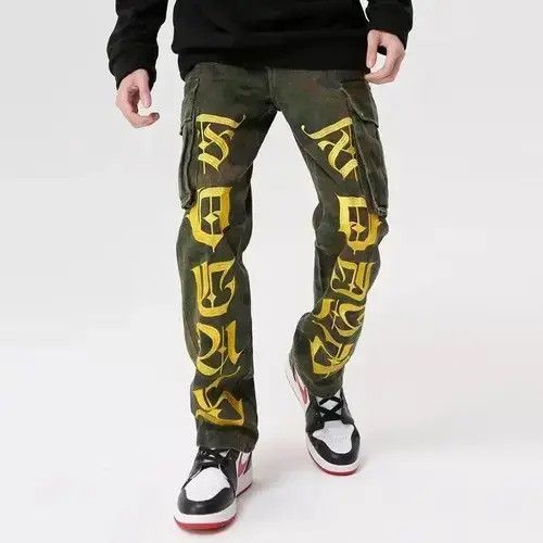 Jean Letters Cargo Stacked Denim Jeans Camouflage Size US 30 / EU 46 - 2 Thumbnail