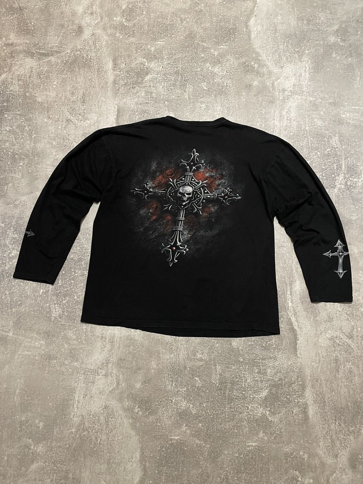 Affliction × Ed Hardy Vintage Black Metal Vampire Cross Full Print Long Sleeve Size US XL / EU 56 / 4 - 25 Thumbnail