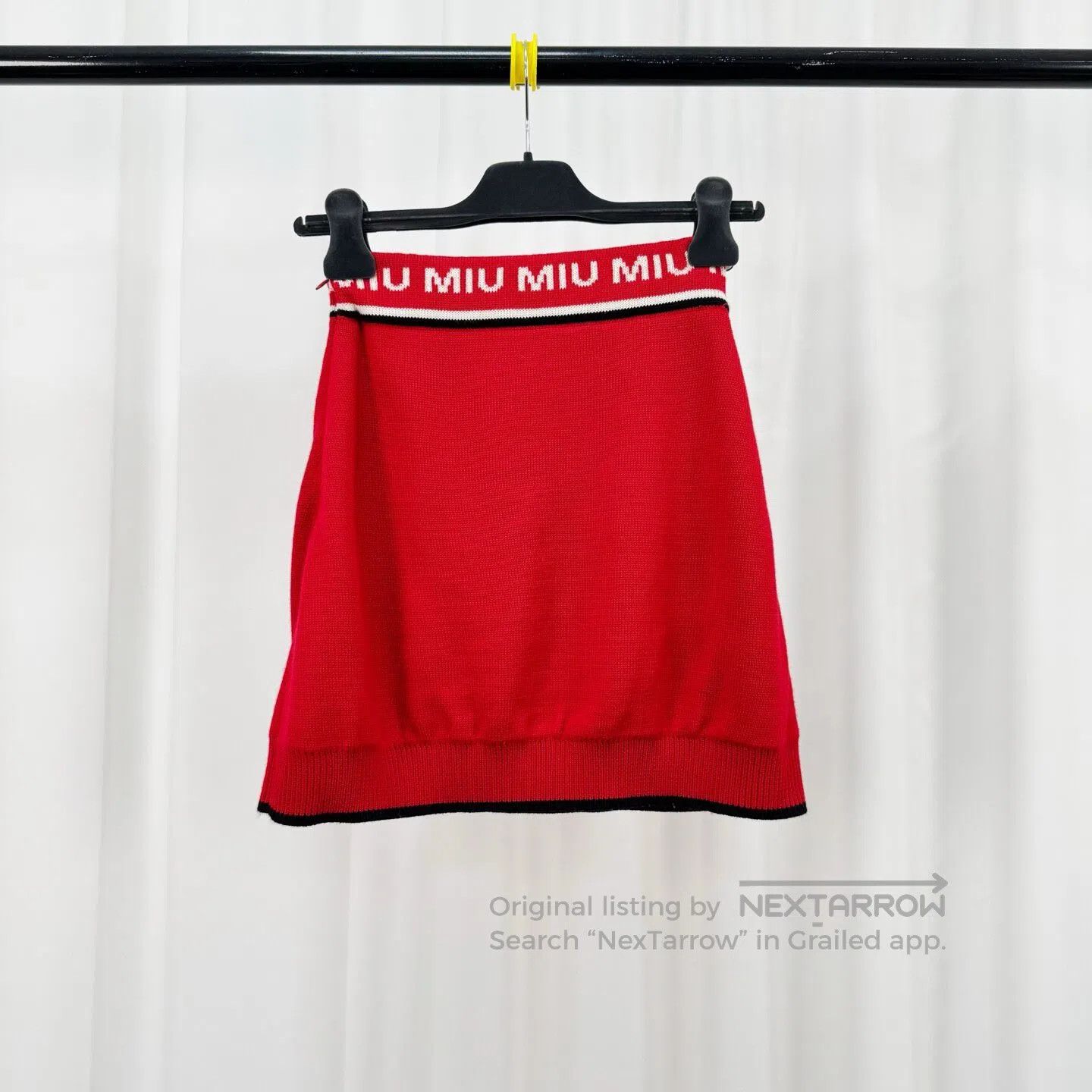 Miu Miu Miu Miu Red Wool Knit Letter Skirt| Size XS / US 0-2 / IT 36-38 - 2 Thumbnail