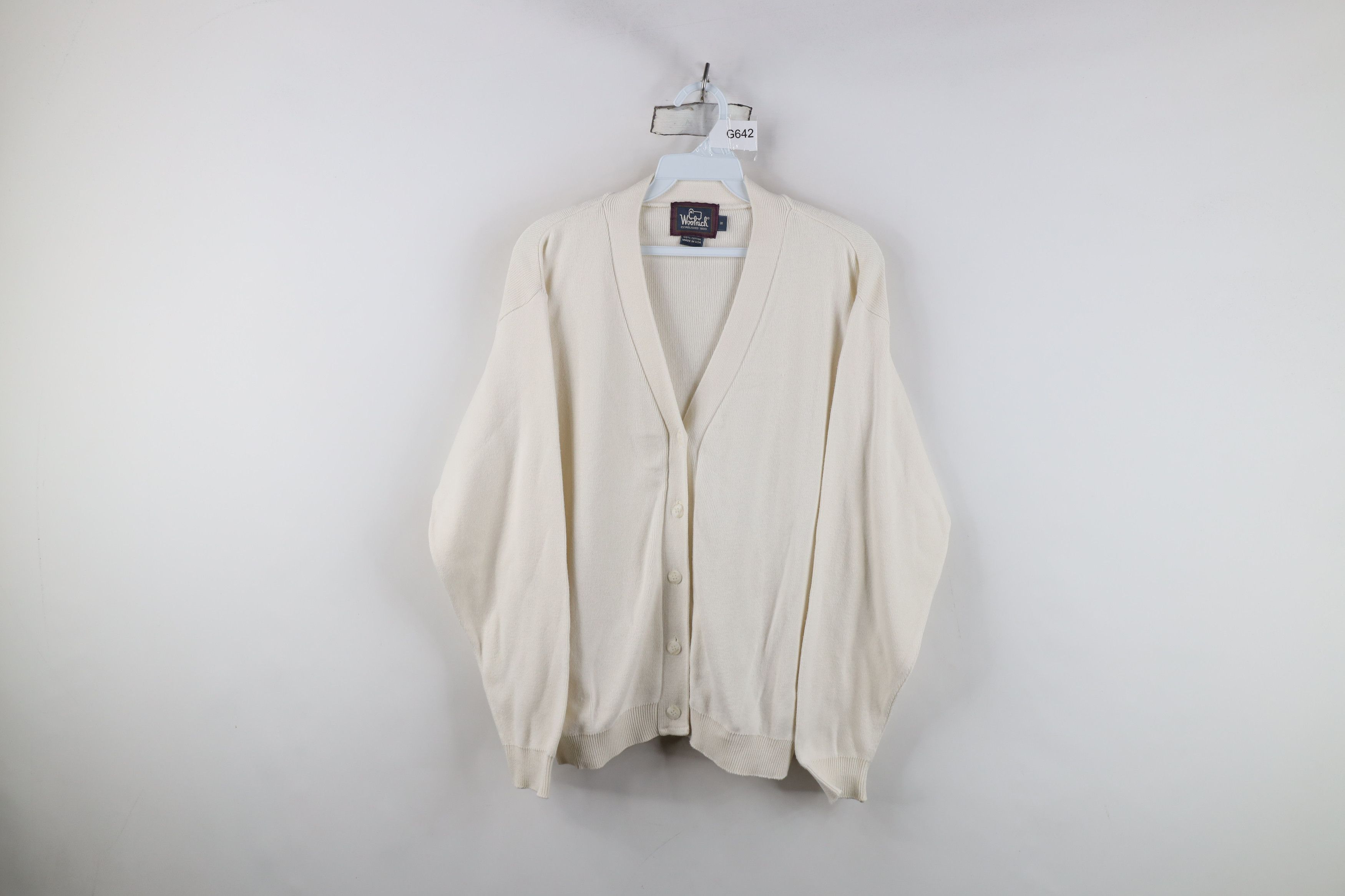 Woolrich Woolen Mills Vintage 90s Woolrich Ribbed Knit Cardigan Sweater Cream USA Size S / US 4 / IT 40 - 1 Thumbnail