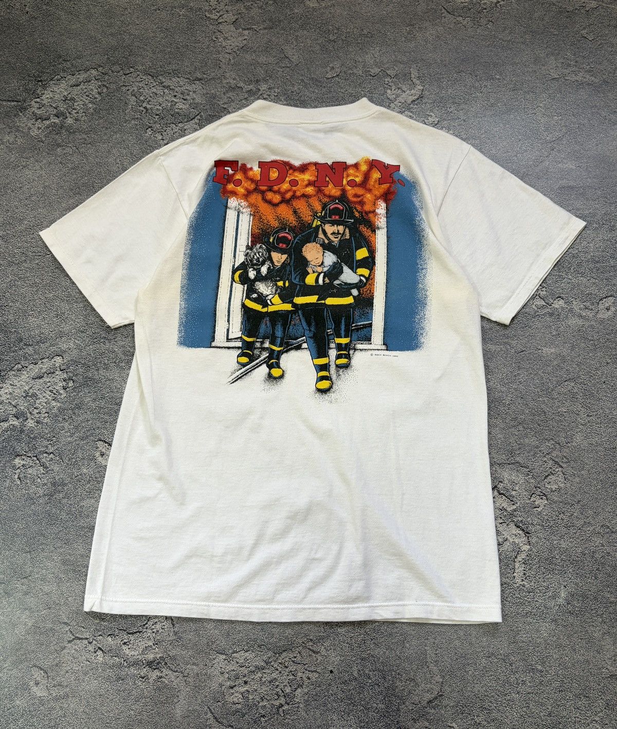 Tultex Vintage 1992 FDNY Firefighter T-Shirt USA Single Stitch L Size US XXL / EU 58 / 5 - 1 Thumbnail