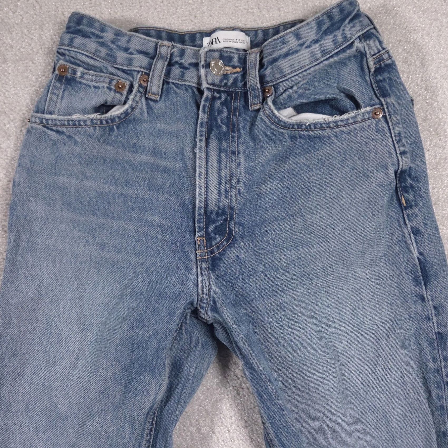 Zara Zara Jeans Womens 4 Light Wash Blue High Rise Straight Leg Denim Casual 5 Pocket Size 27" / US 4 / IT 40 - 3 Thumbnail
