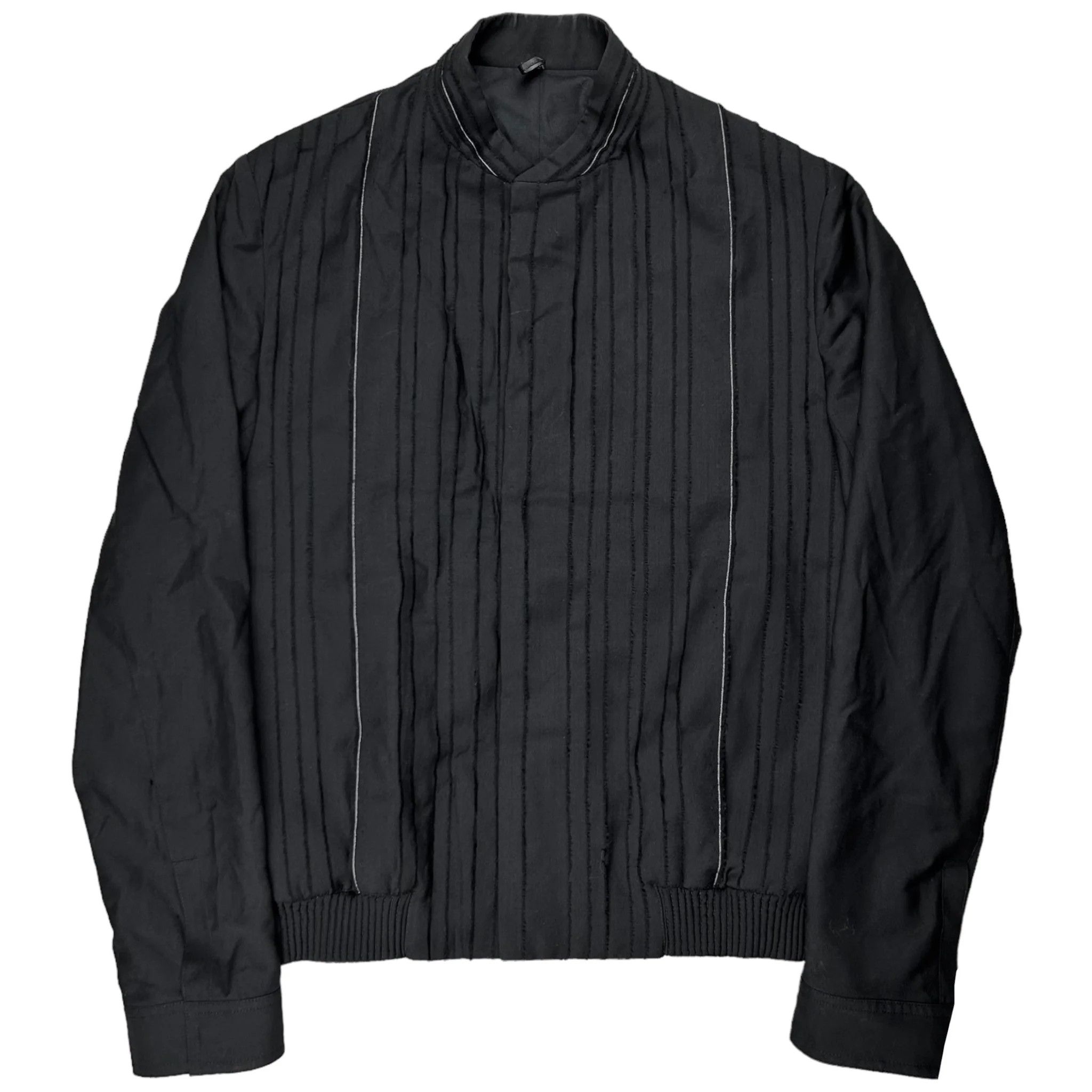 image of Dior Homme Fringed Plissee Layer Bomber Jacket - Ss12 in Black, Men's (Size Medium)