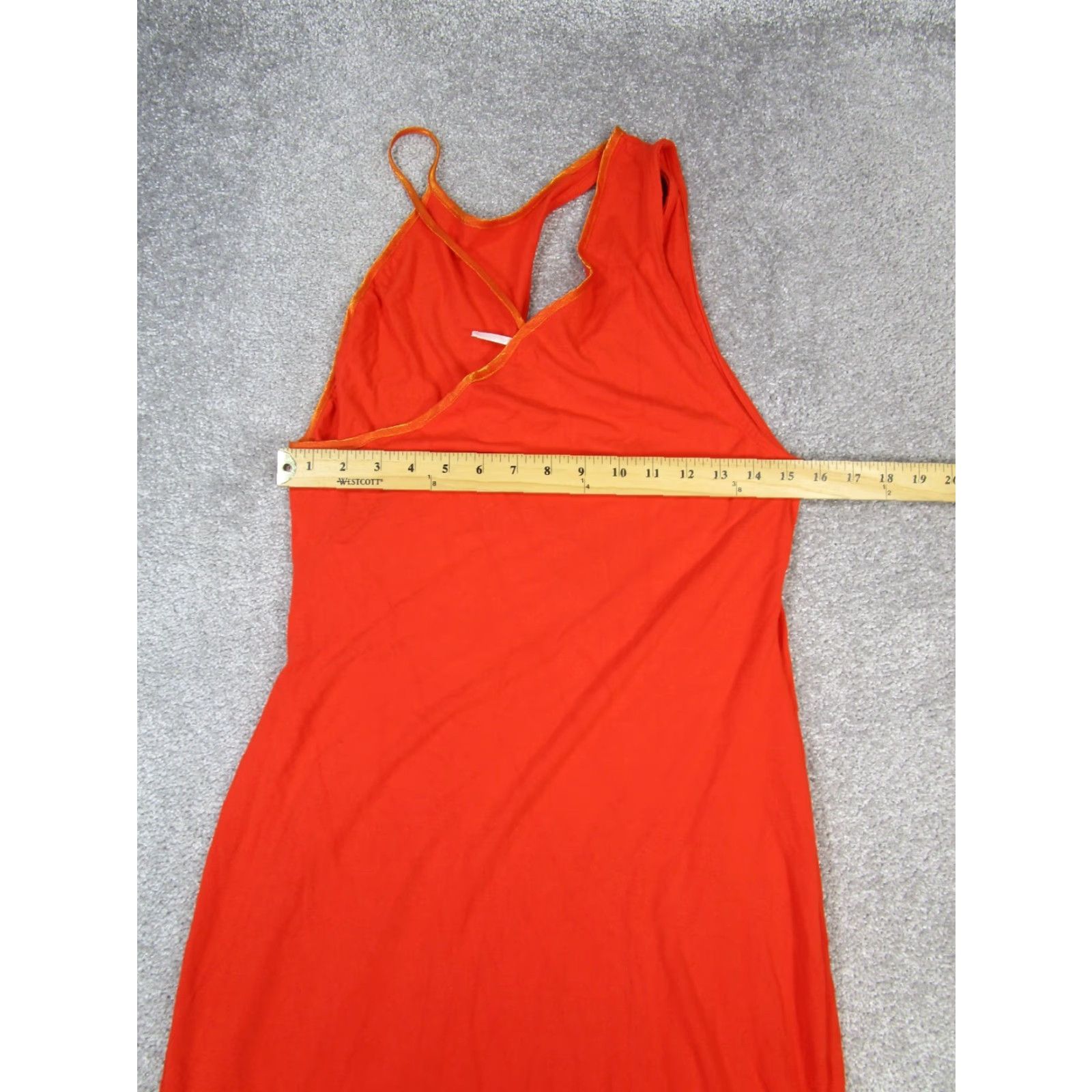 Free People Free People Dress Womens Large Orange Asymmetrical Sleeve V-Neck A-Line, Long, Rayon, Casual, Party/Cocktail, Regular Size L Womens Size L / US 10 / IT 46 - 7 Thumbnail